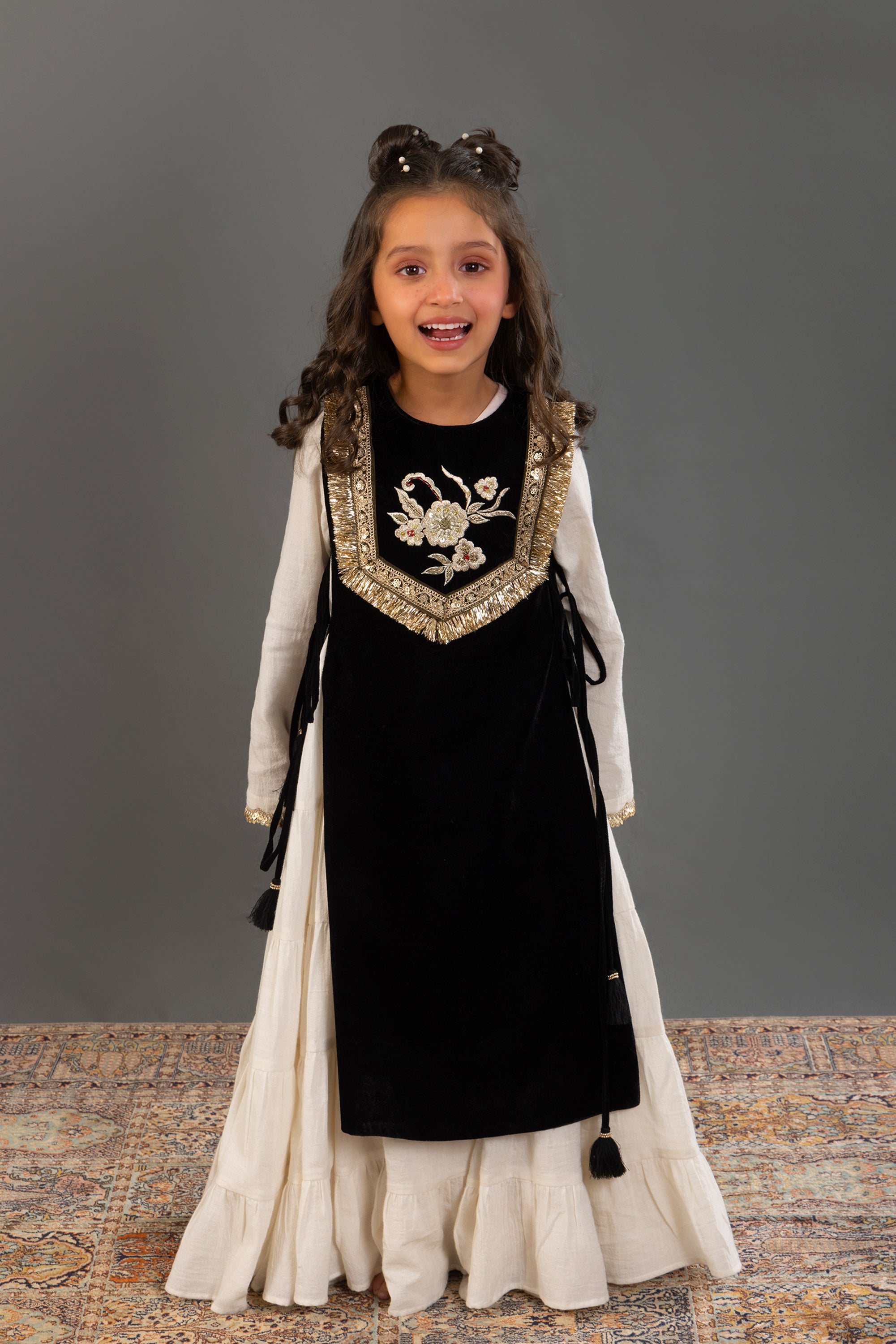 Black Velvet Gota Cape & Jalabiya Set