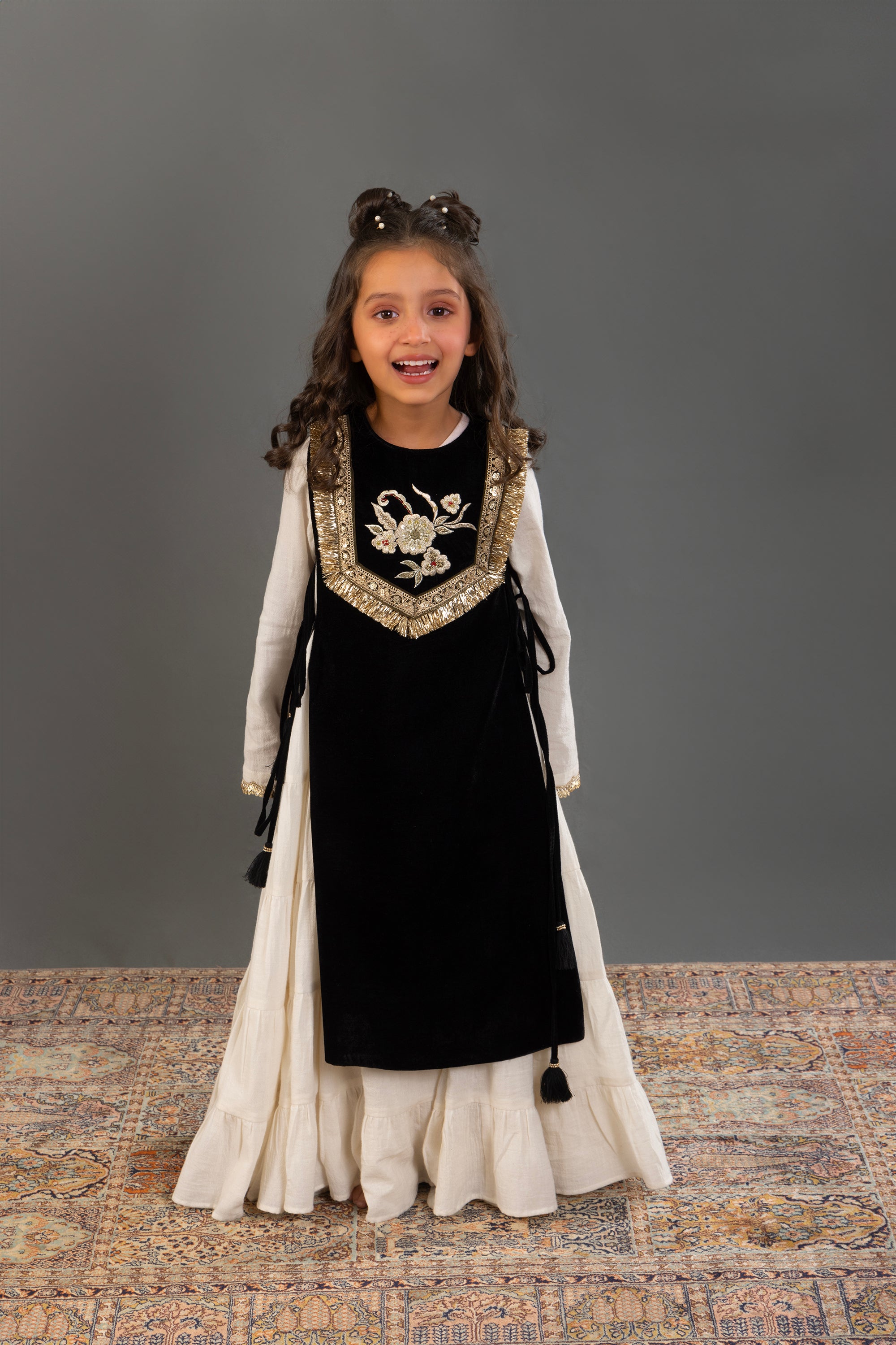 Black Velvet Gota Cape & Jalabiya Set