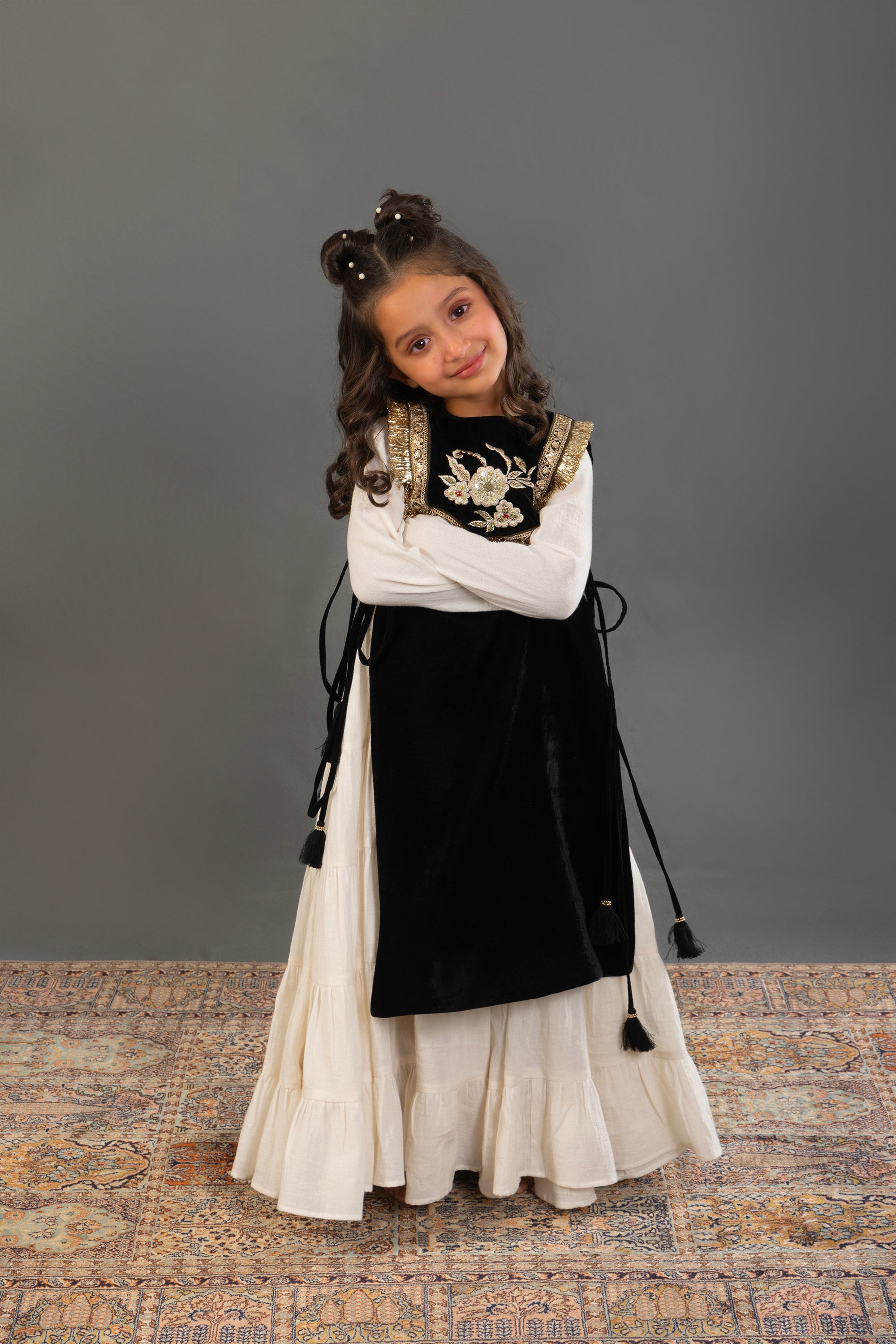 Black Velvet Gota Cape & Jalabiya Set