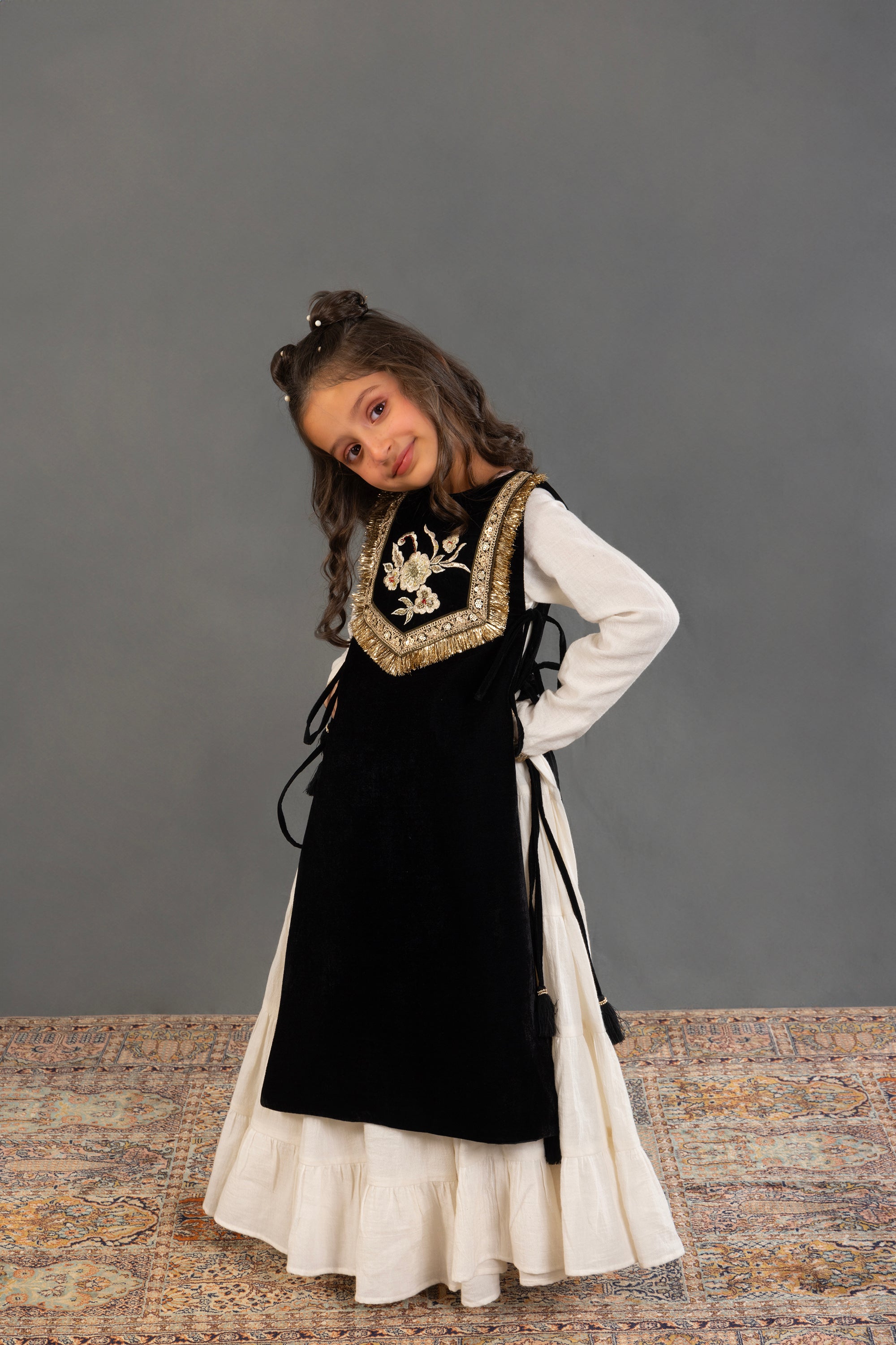 Black Velvet Gota Cape & Jalabiya Set