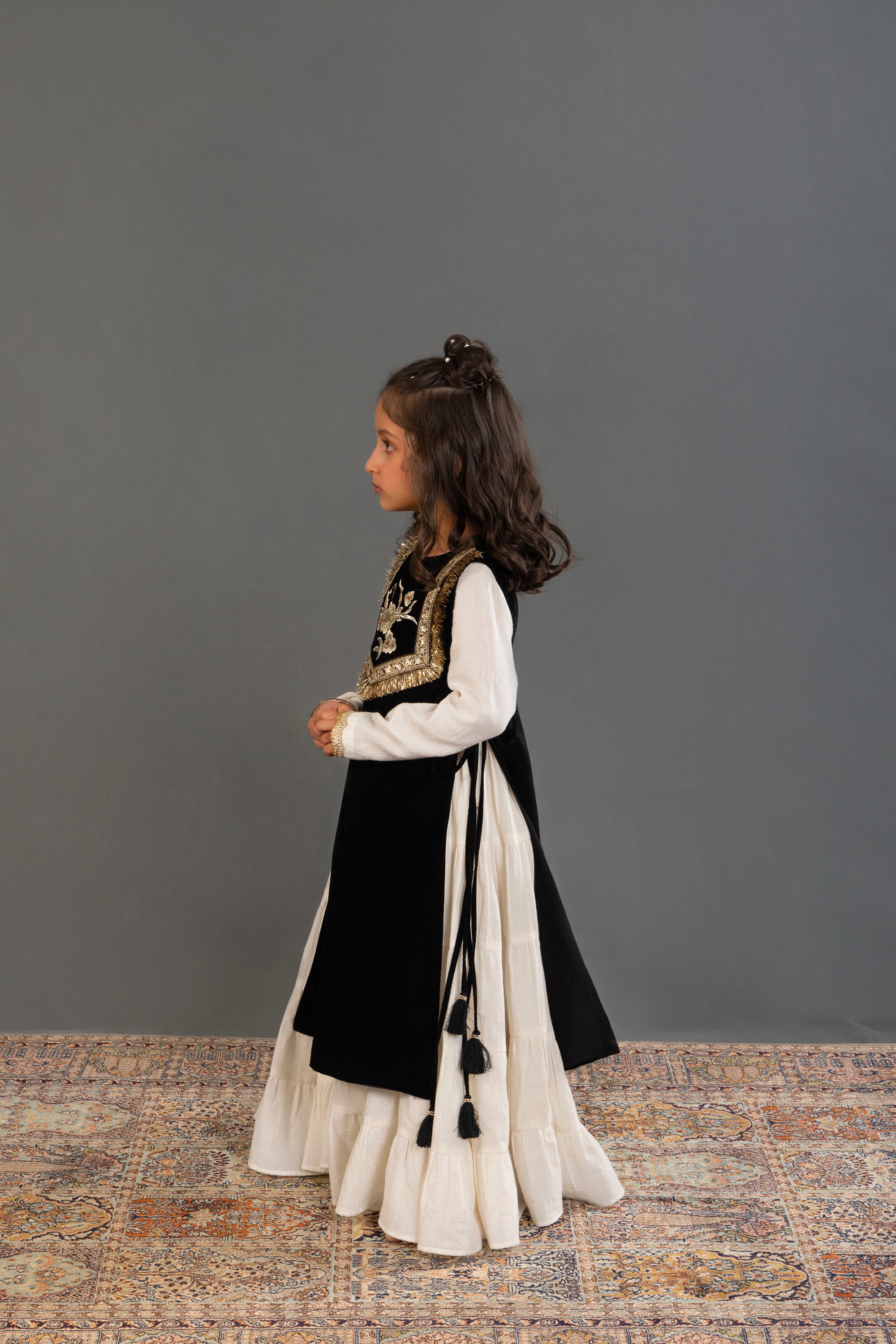 Black Velvet Gota Cape & Jalabiya Set