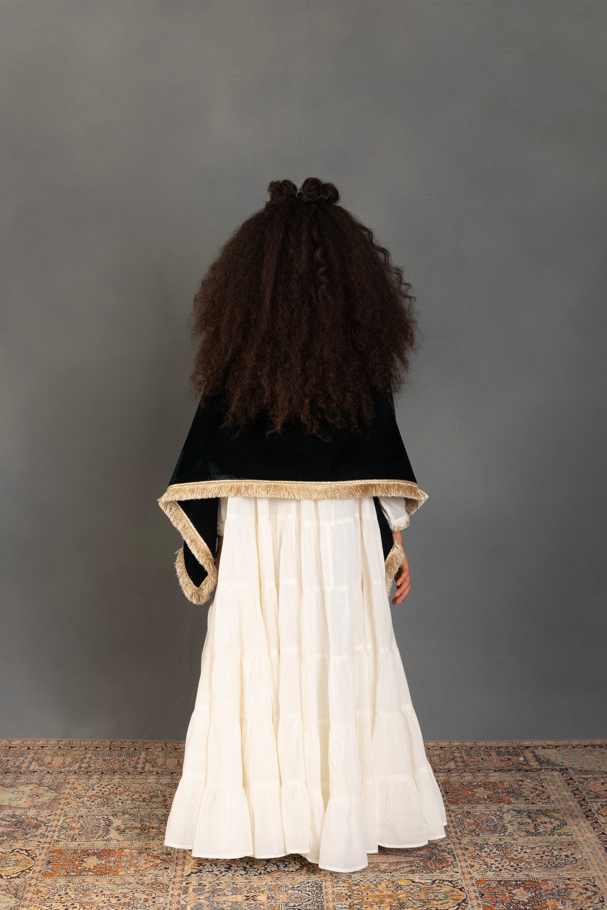 Green Velvet Shawl with Jalabiya