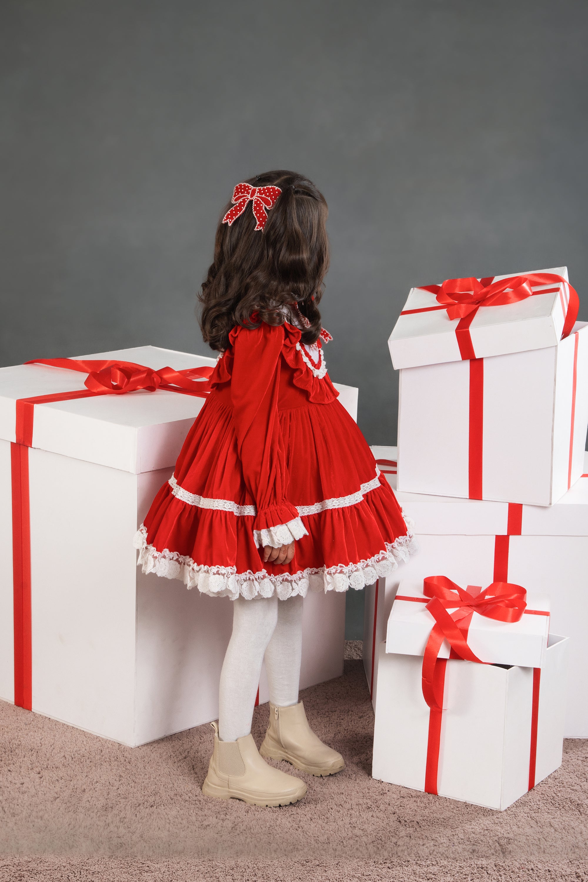 Brooke Embellished Bow Velvet Dress