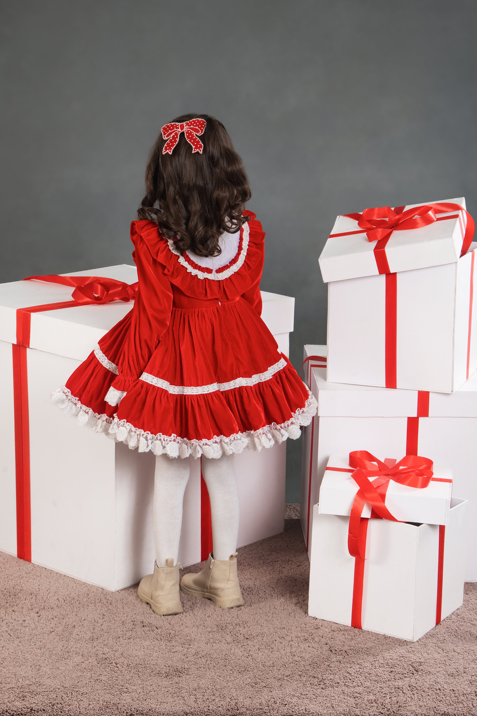 Brooke Embellished Bow Velvet Dress