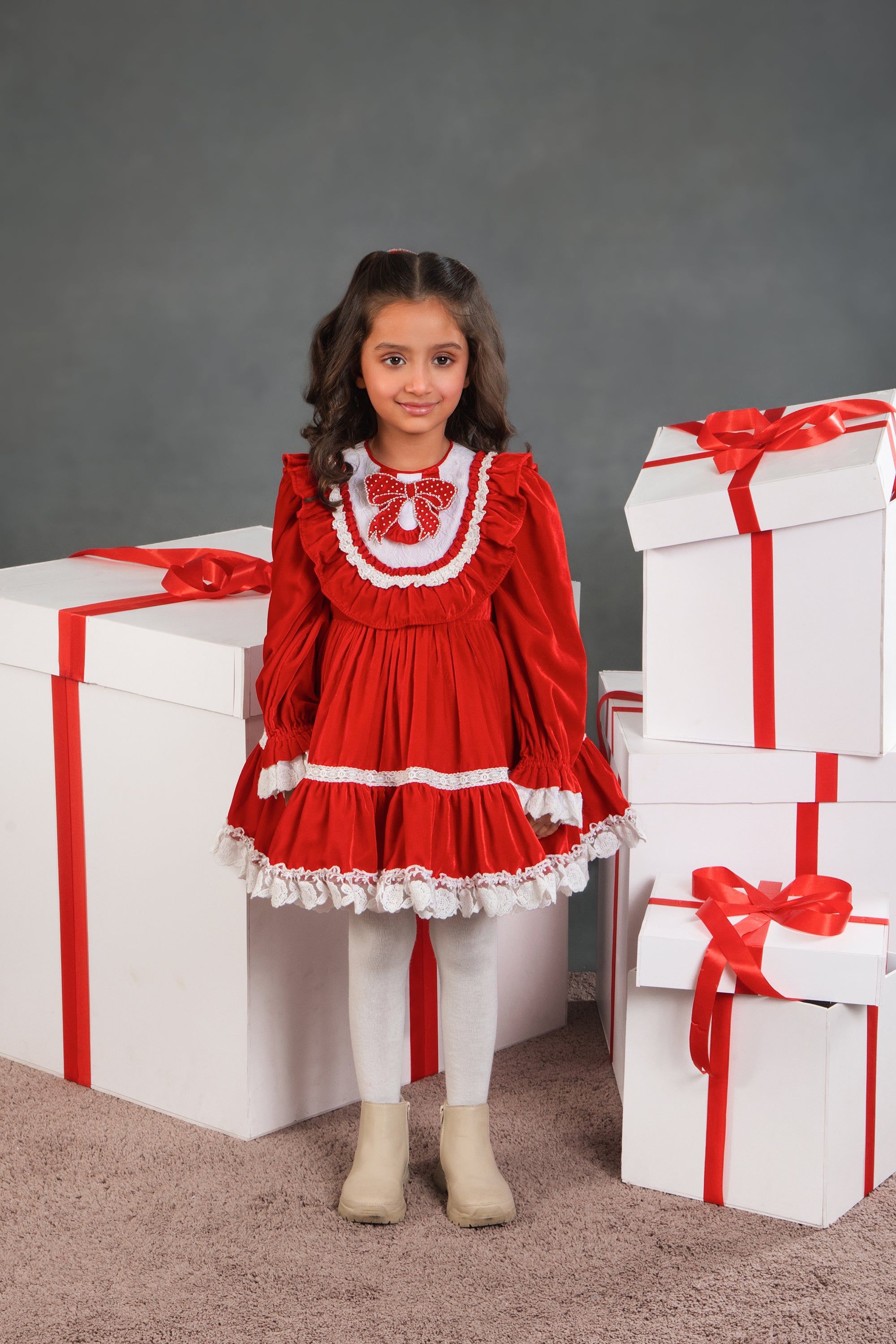 Brooke Embellished Bow Velvet Dress