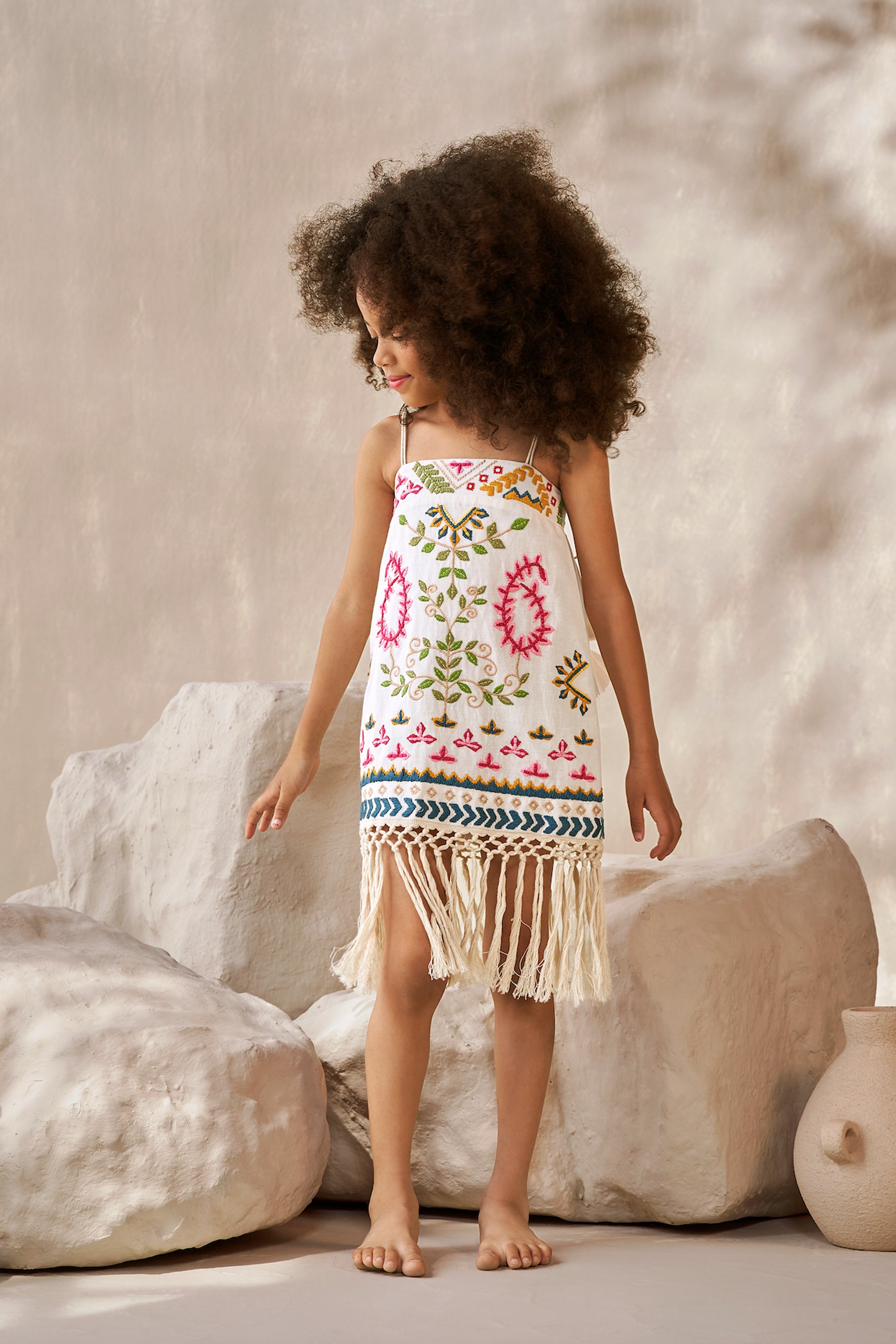 The Embroidered Zoya Dress (Off-White)