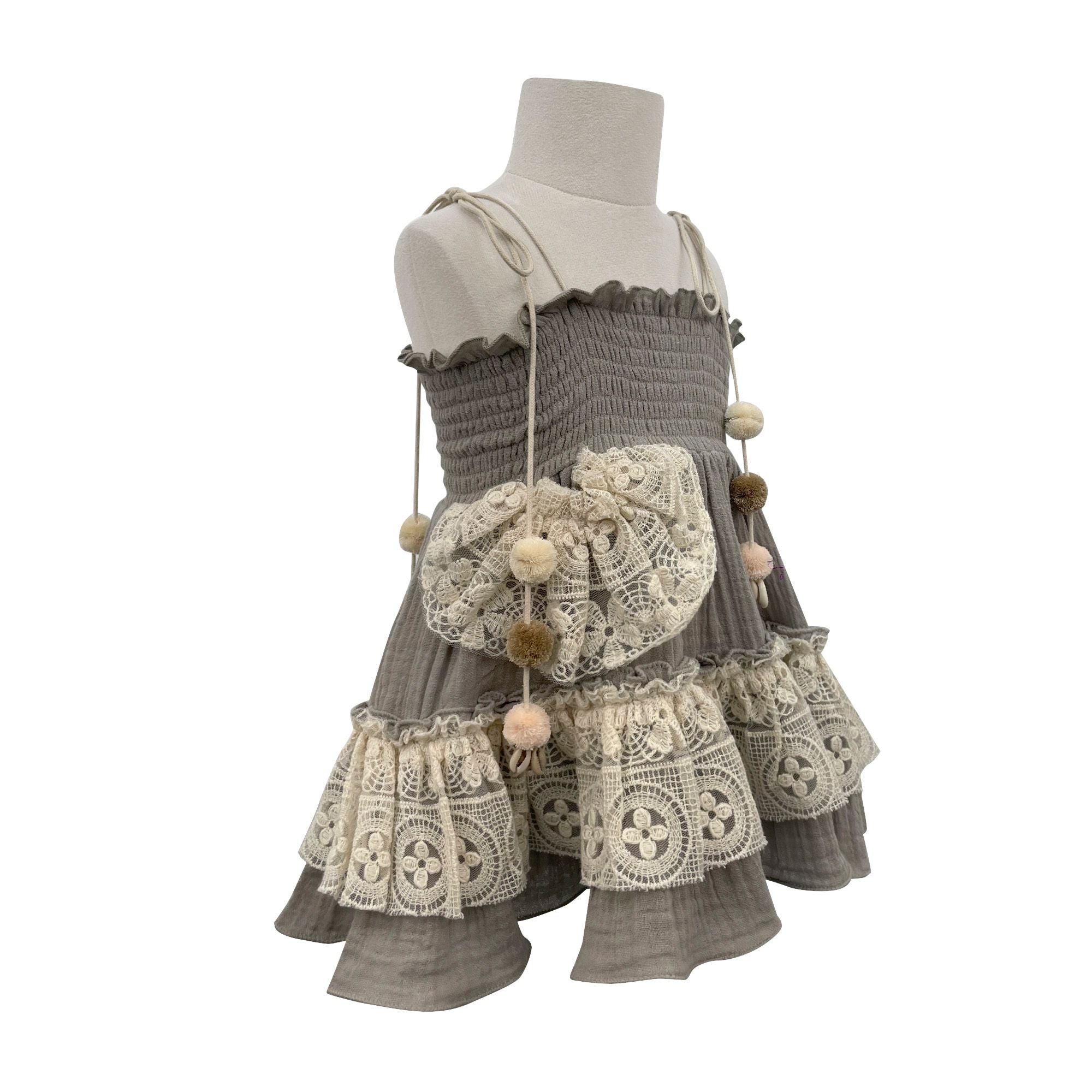 The Alaia Lacy Gauze Dress (Grey)