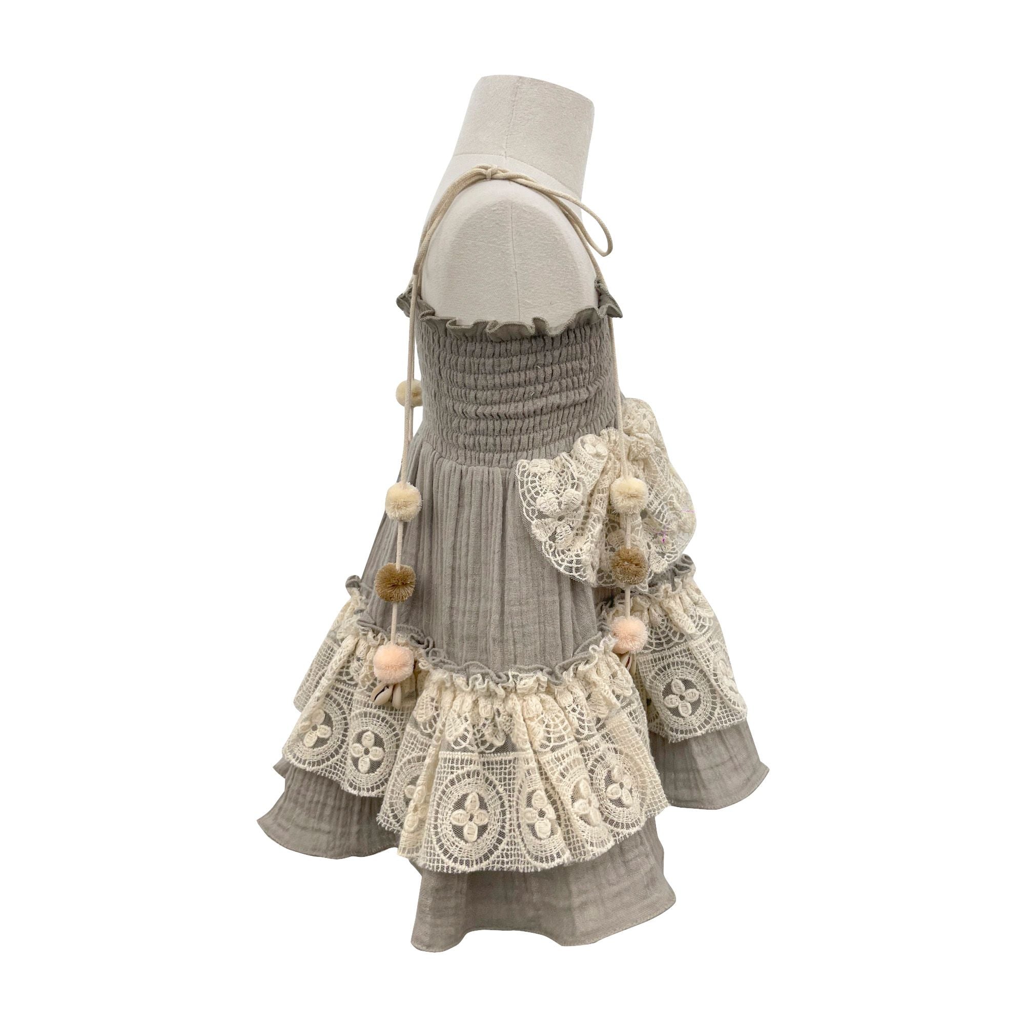 The Alaia Lacy Gauze Dress (Grey)
