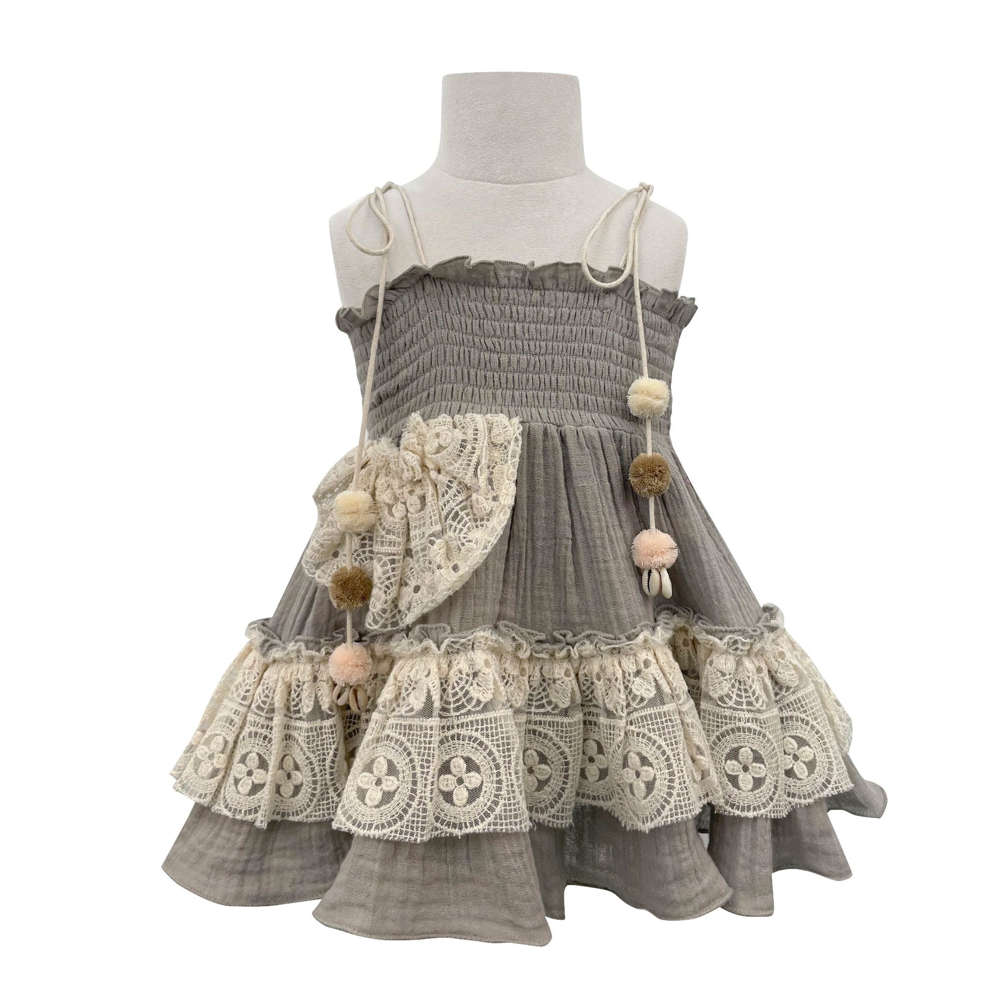 The Alaia Lacy Gauze Dress (Grey)