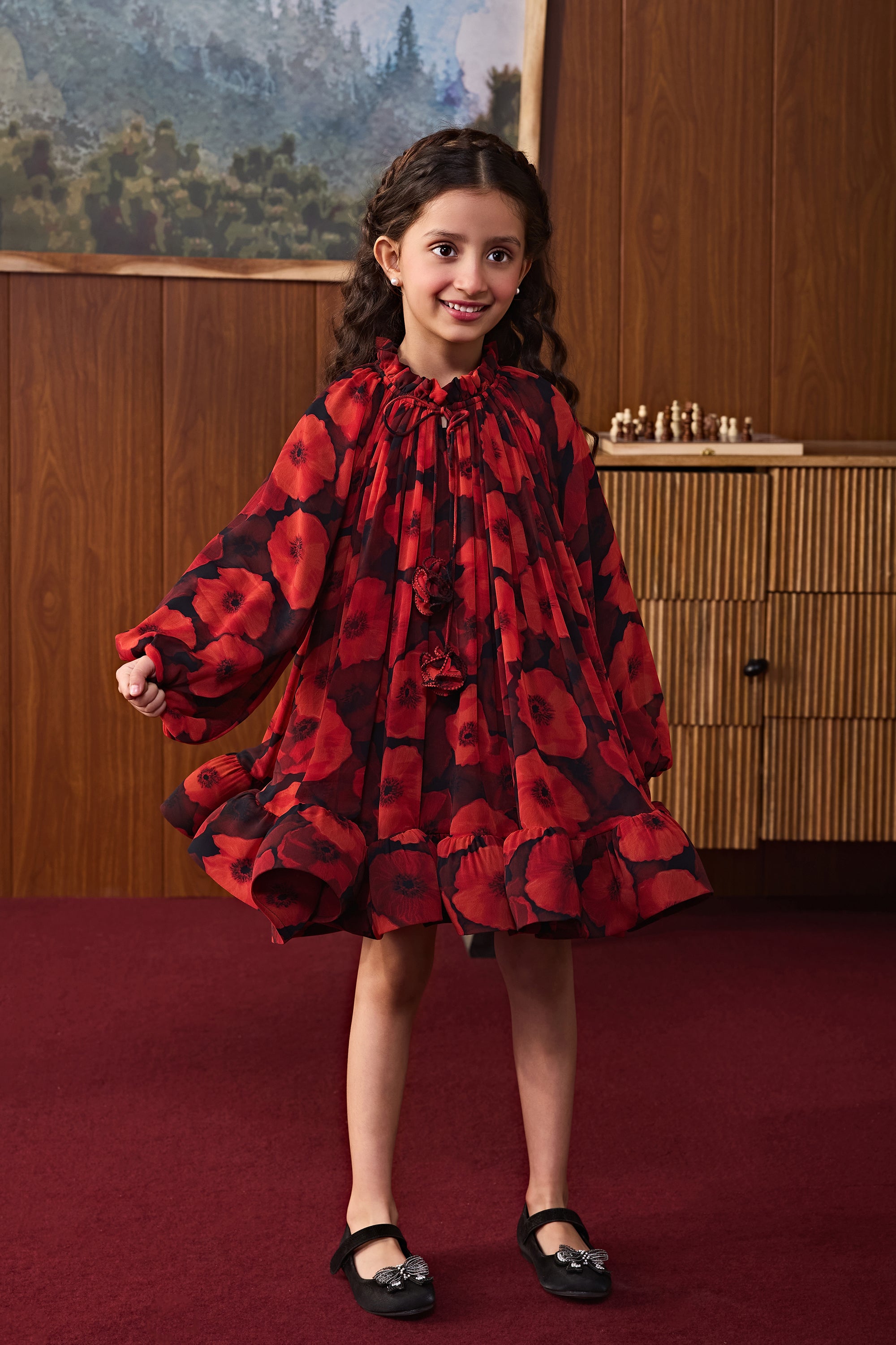 Alicia Printed Rose Dress