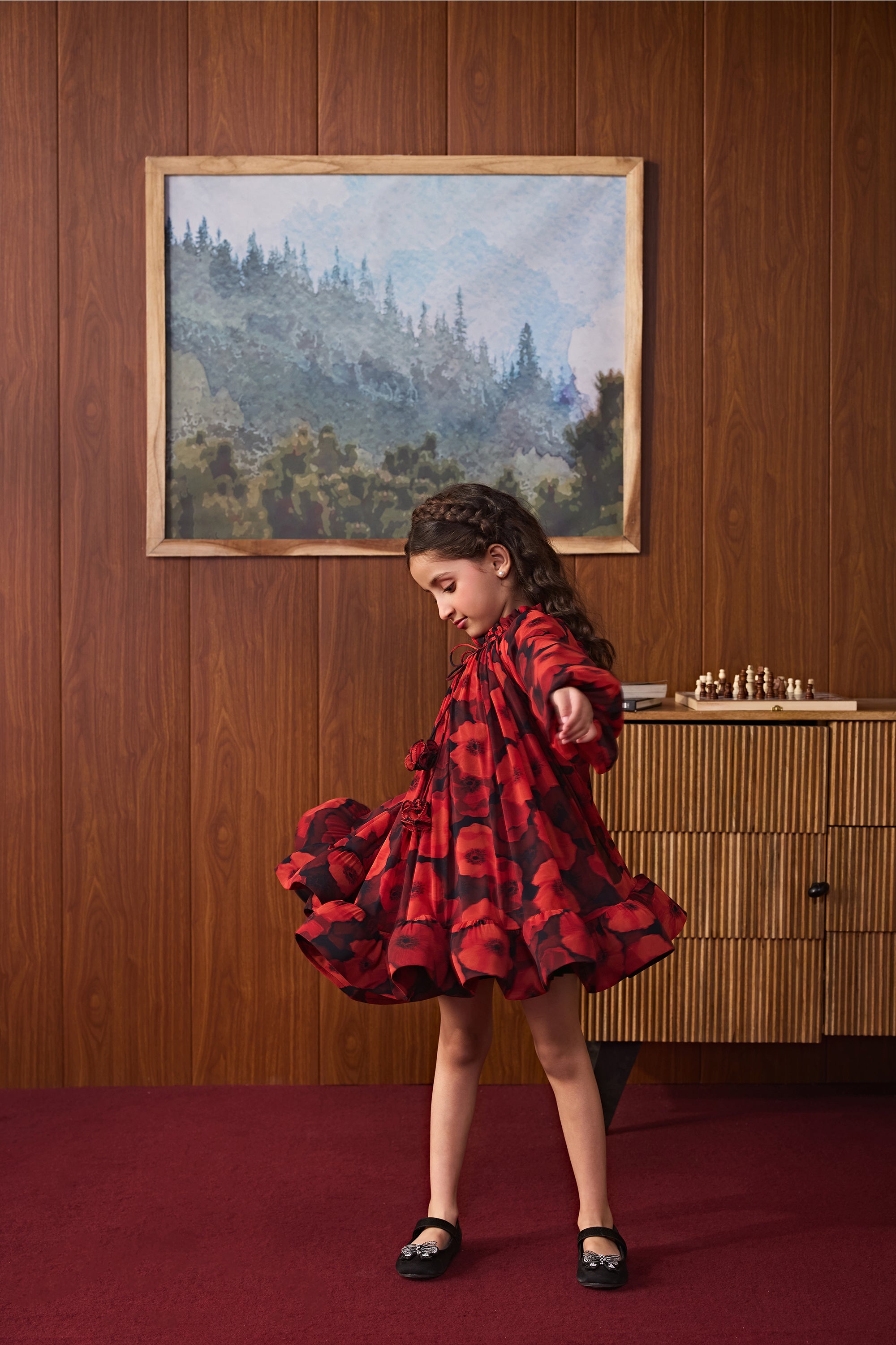 Alicia Printed Rose Dress