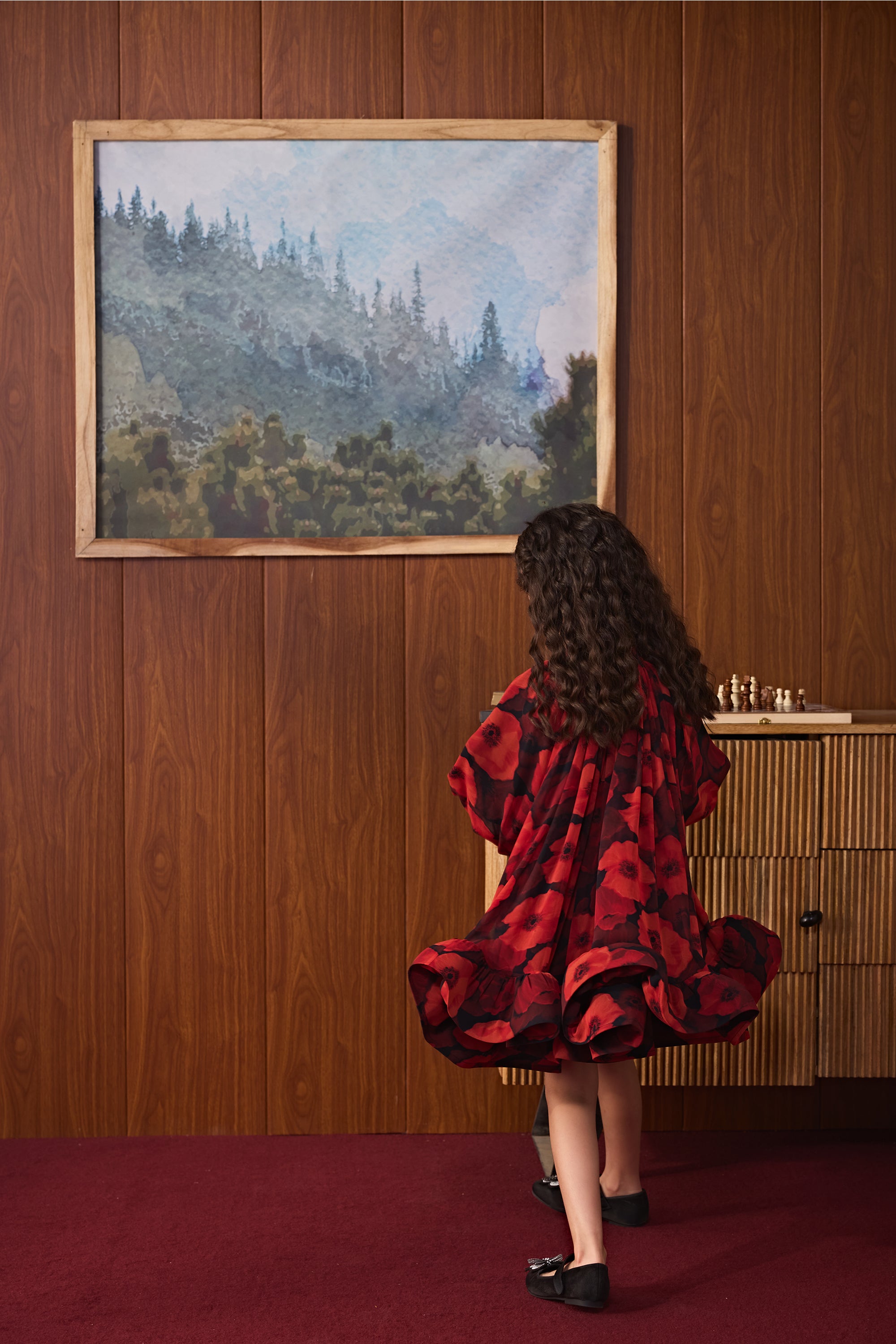 Alicia Printed Rose Dress