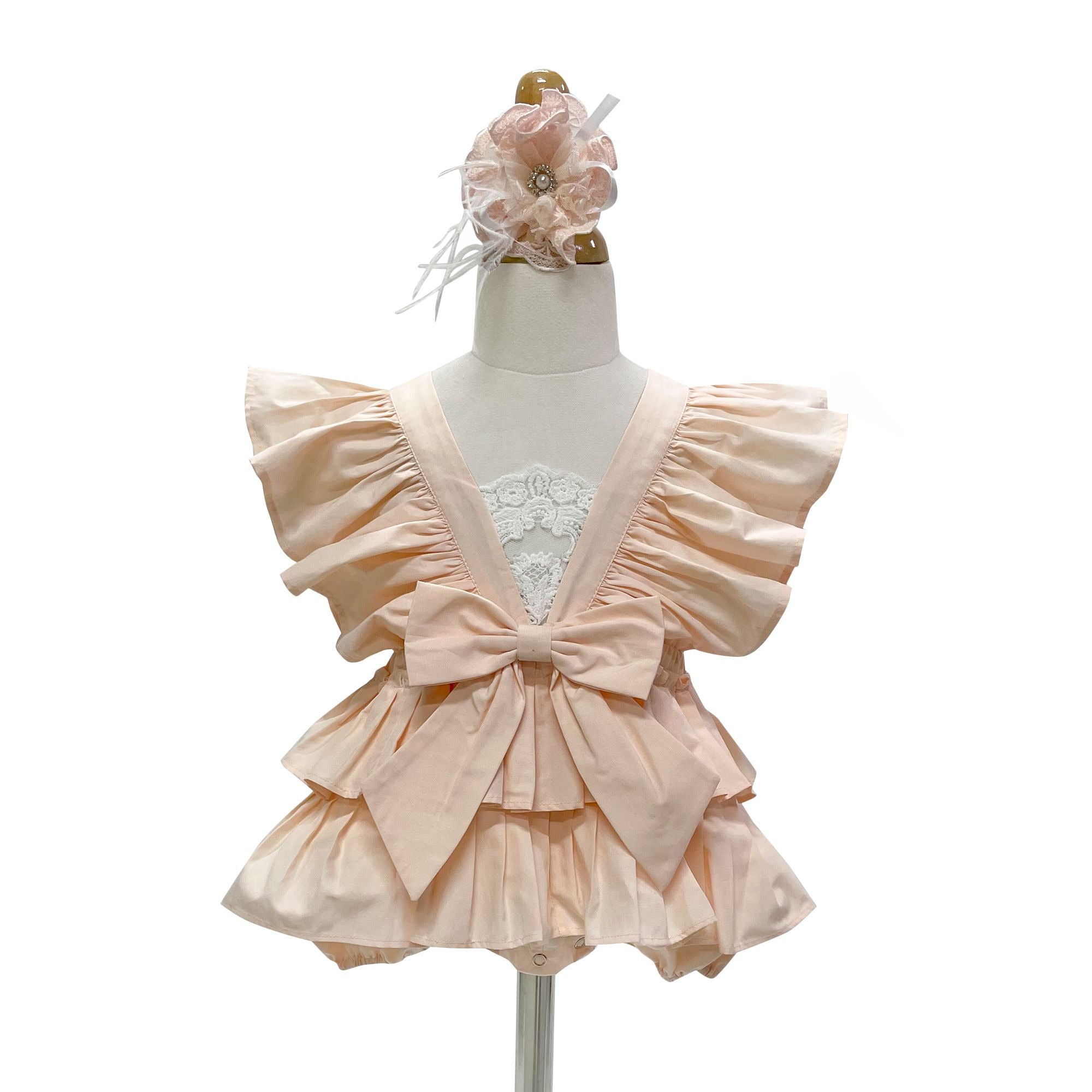 The Cotton Frill Romper (Peach)