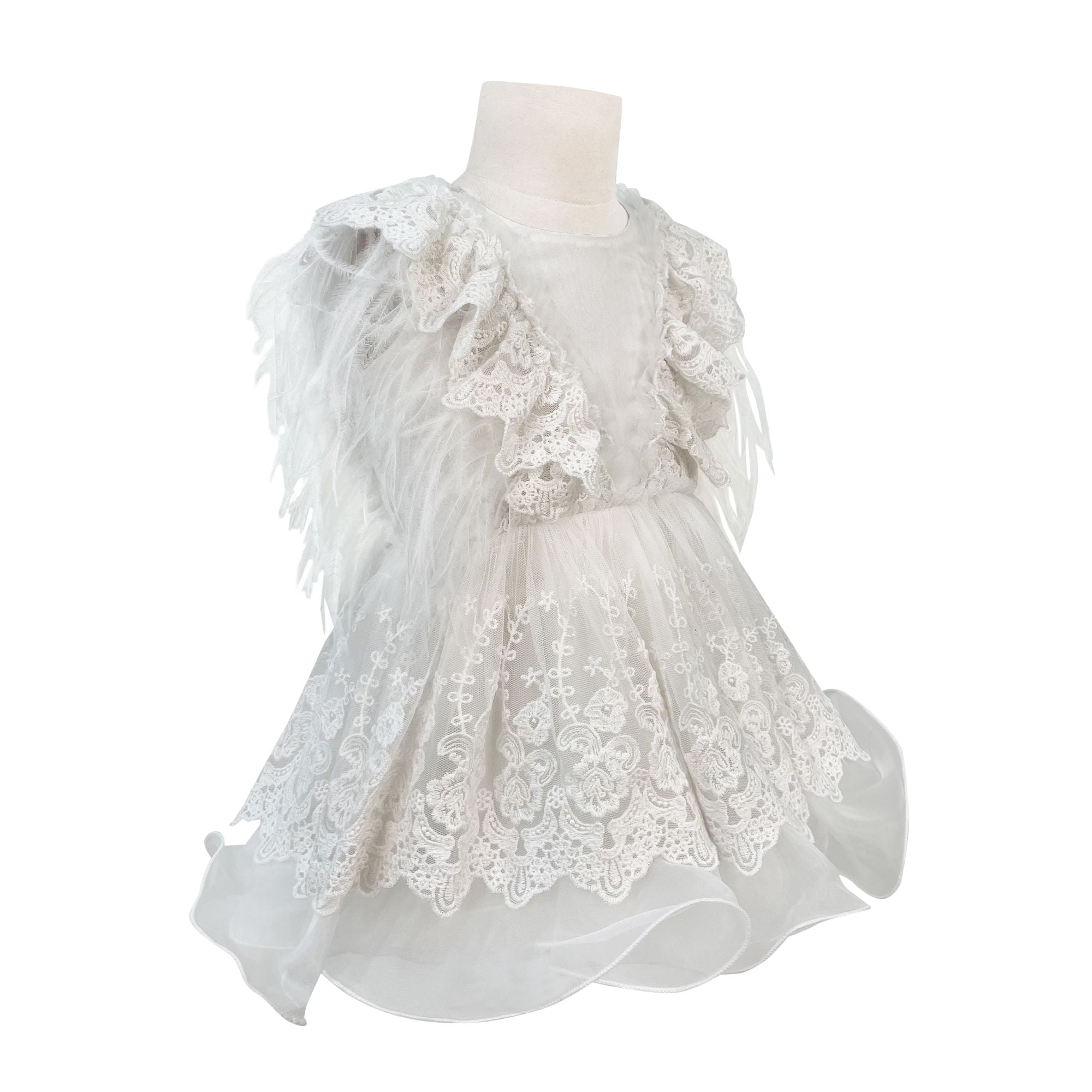 Voluminous Feather Fairy Dress (White)