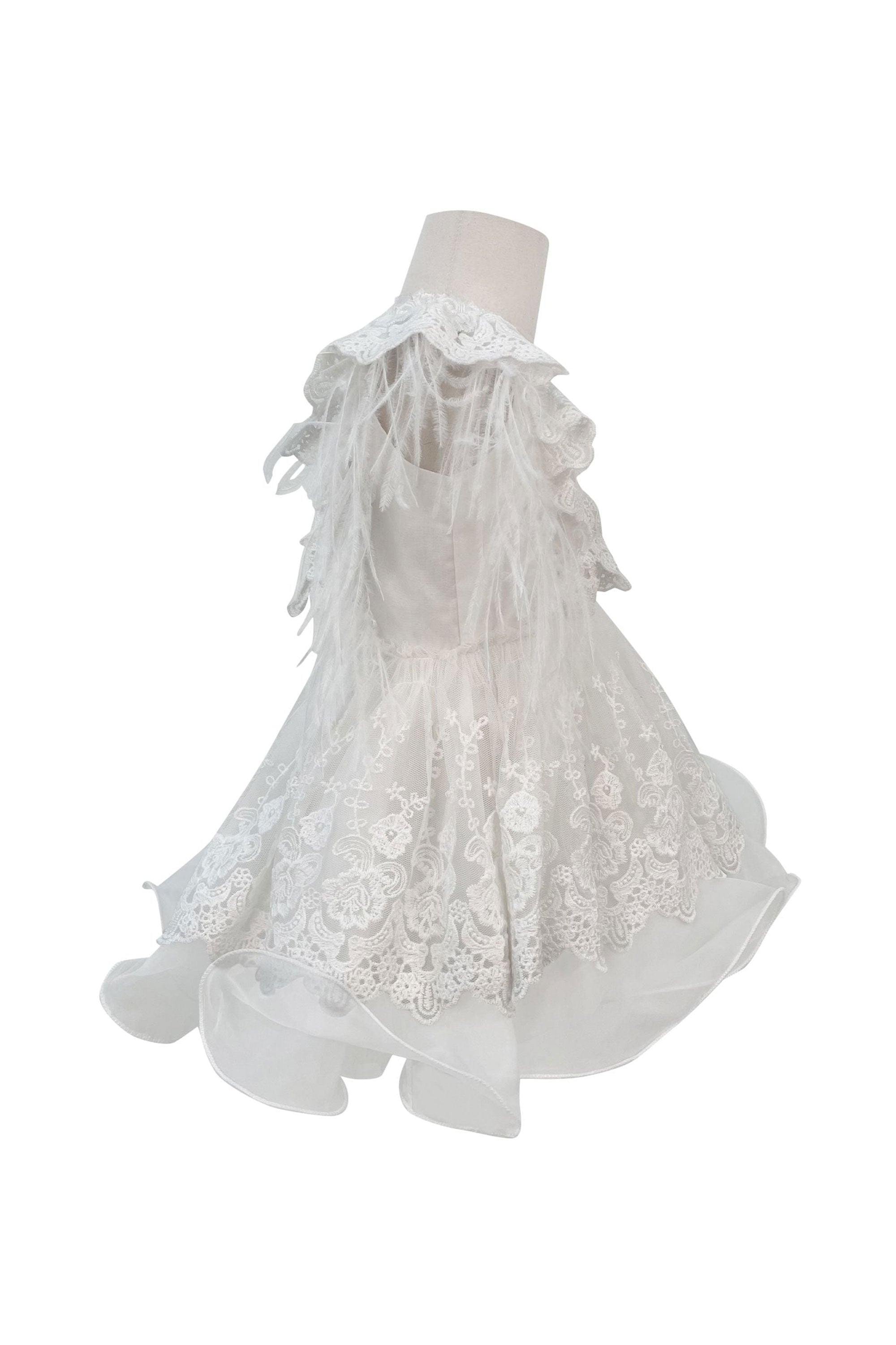 Voluminous Feather Fairy Dress (White)