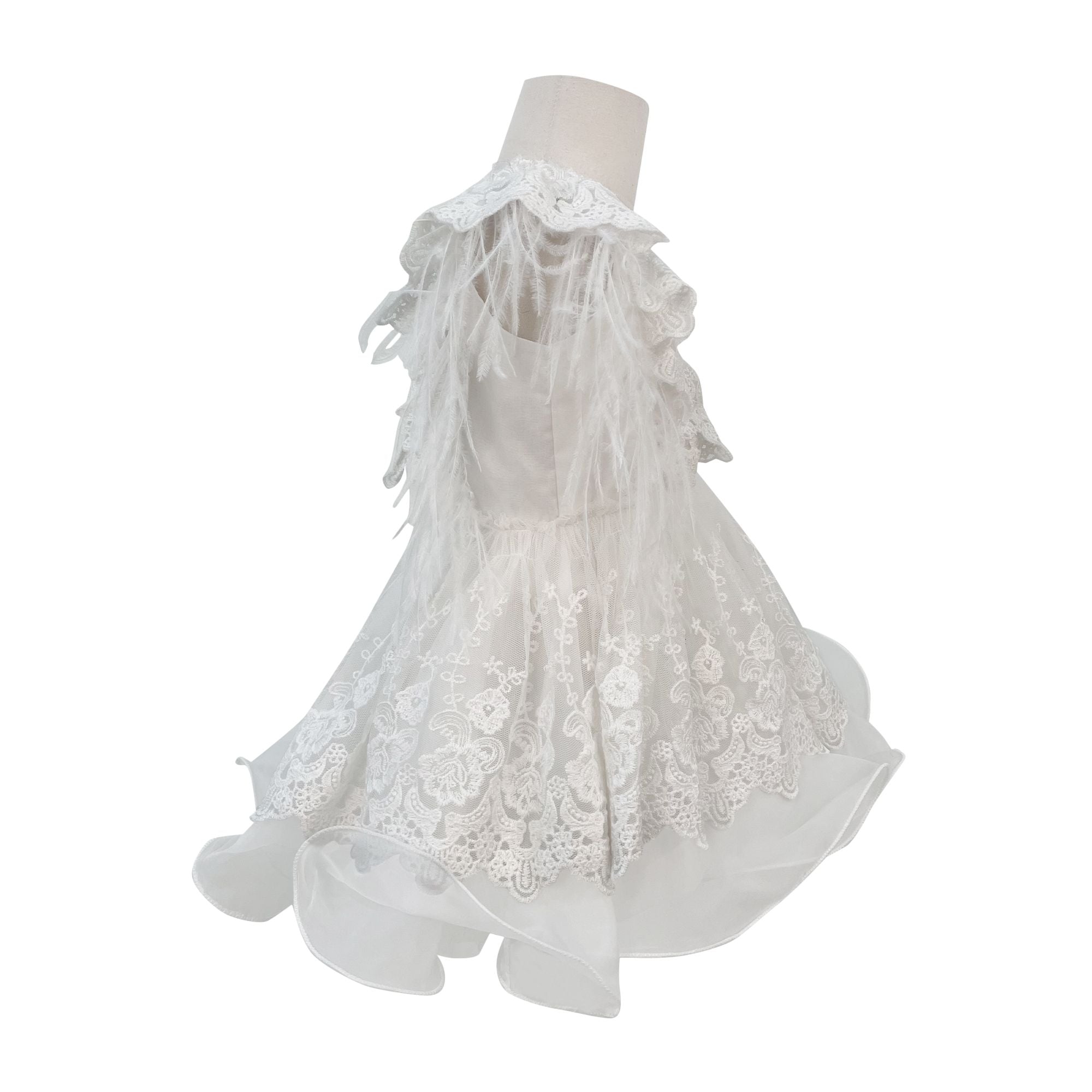 Voluminous Feather Fairy Dress (White)