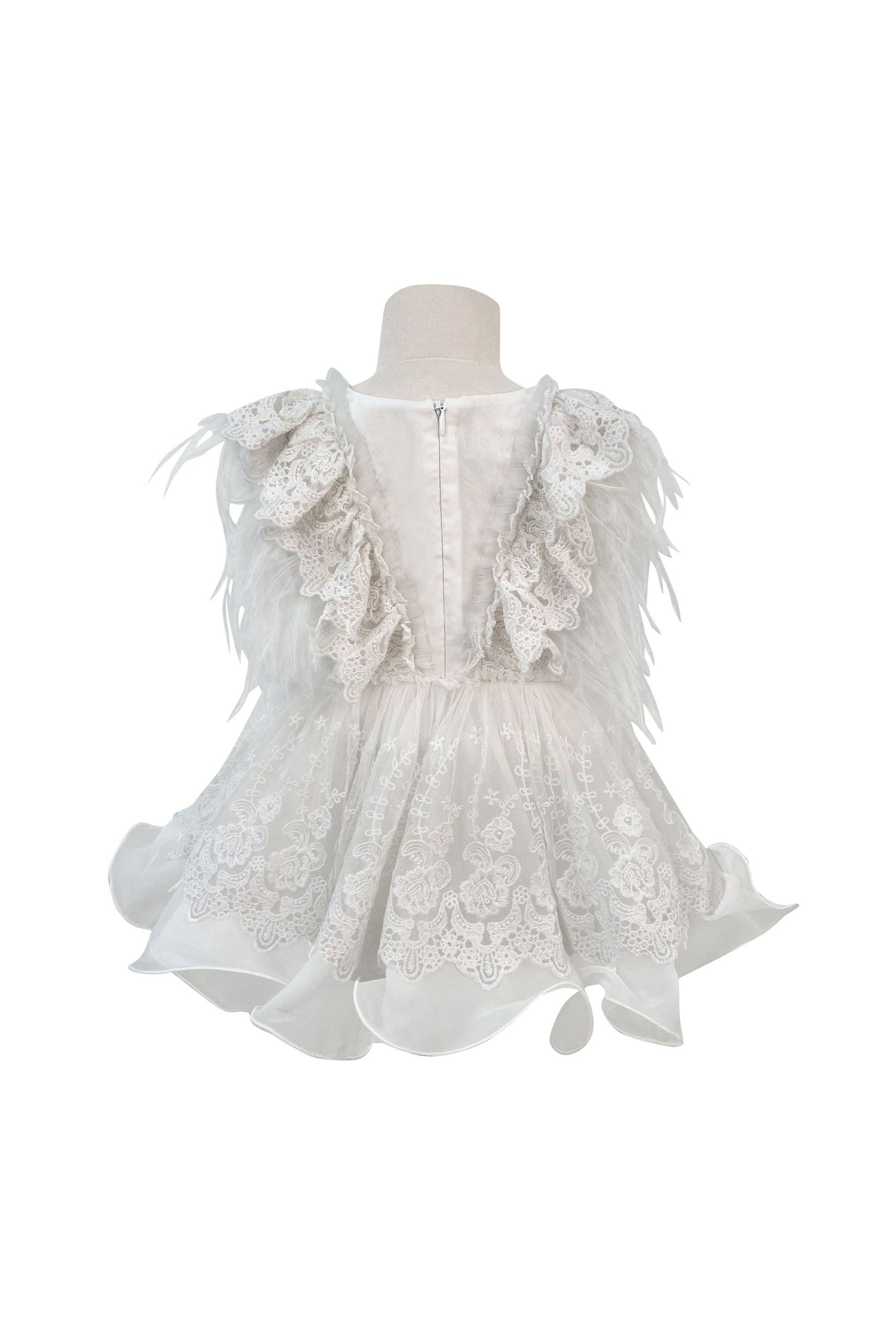 Voluminous Feather Fairy Dress (White)