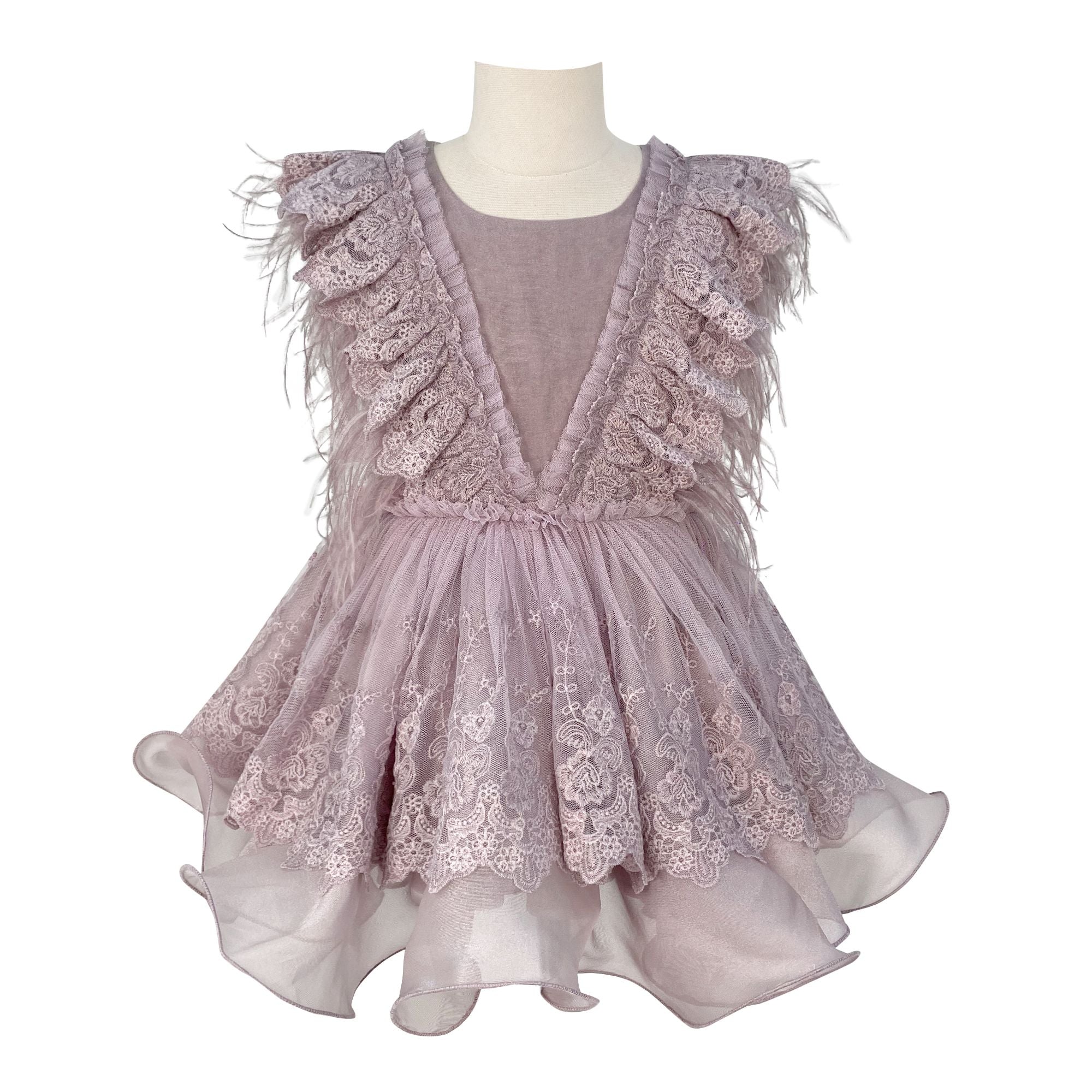 Voluminous Feather Fairy Dress (Lilac)
