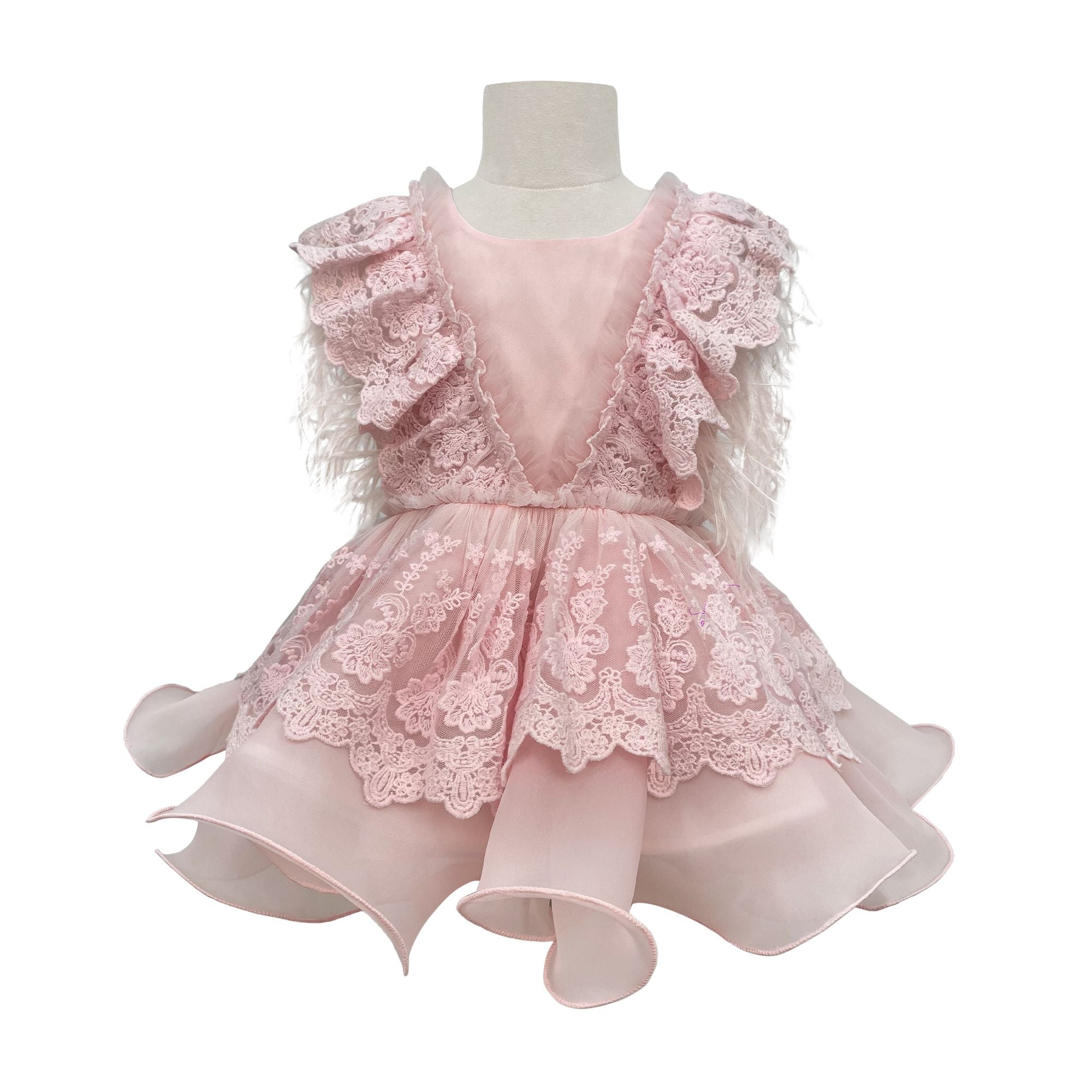 Voluminous Feather Fairy Dress (Pink)