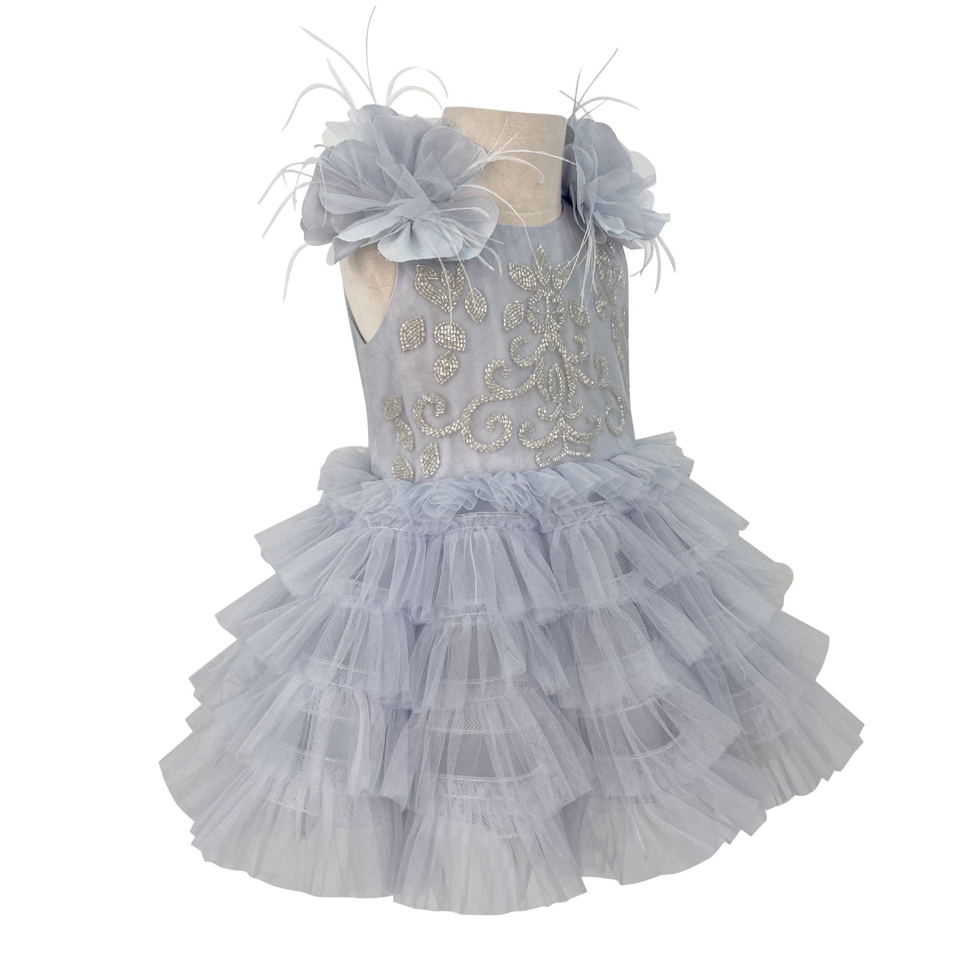 The Flower Feather Dress (Blue)