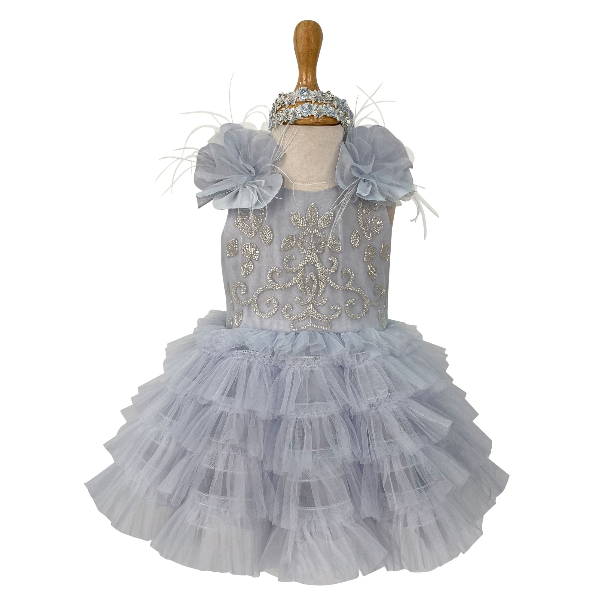 The Flower Feather Dress (Blue)