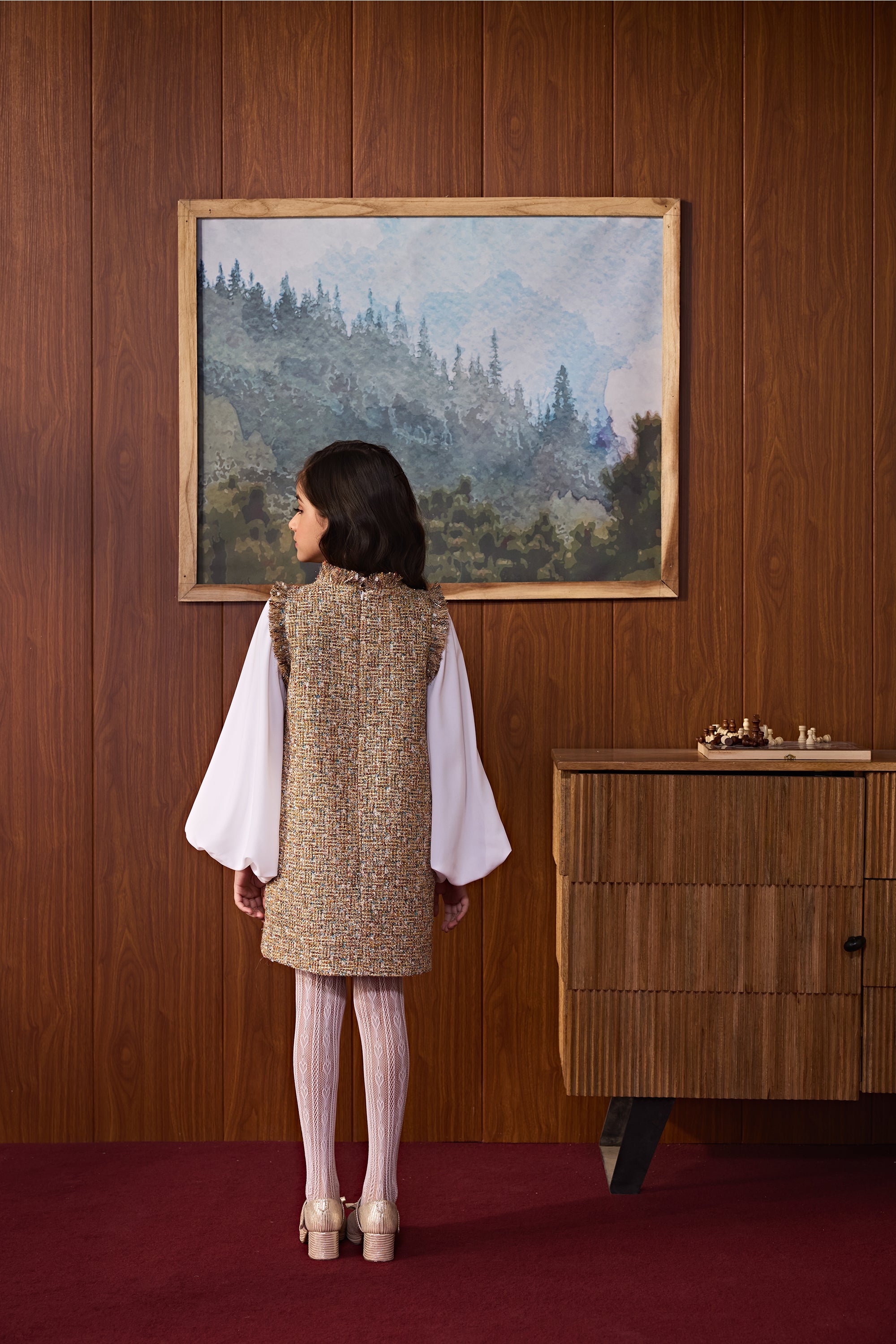 Frostine Tweed Dress with Cherry Shirt (Set of 2)