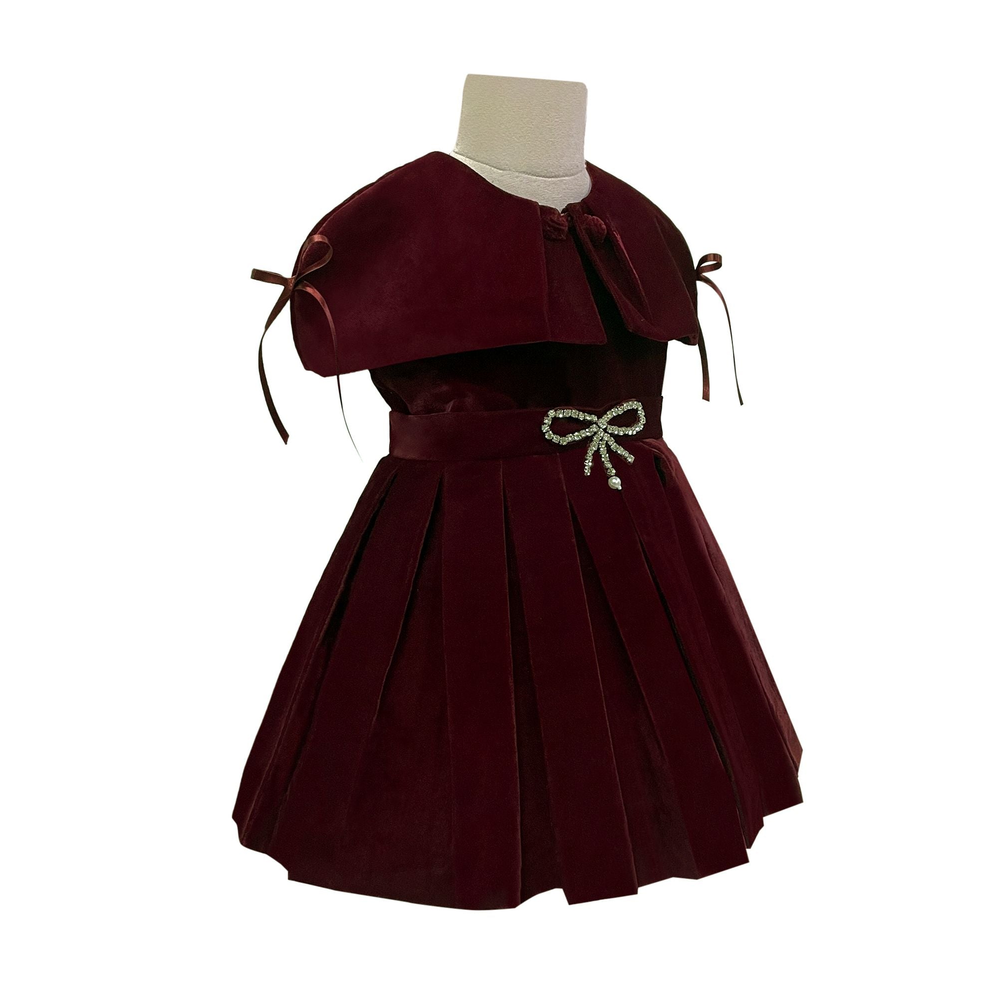 The Pleated Velvet Dress (Maroon)
