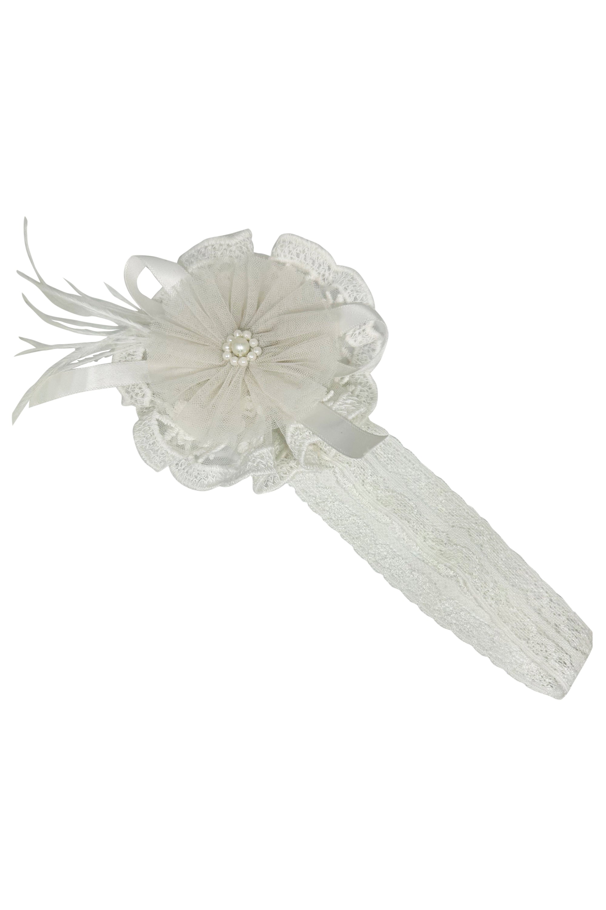 Lacy Flower Pearl Stretchy Hairband