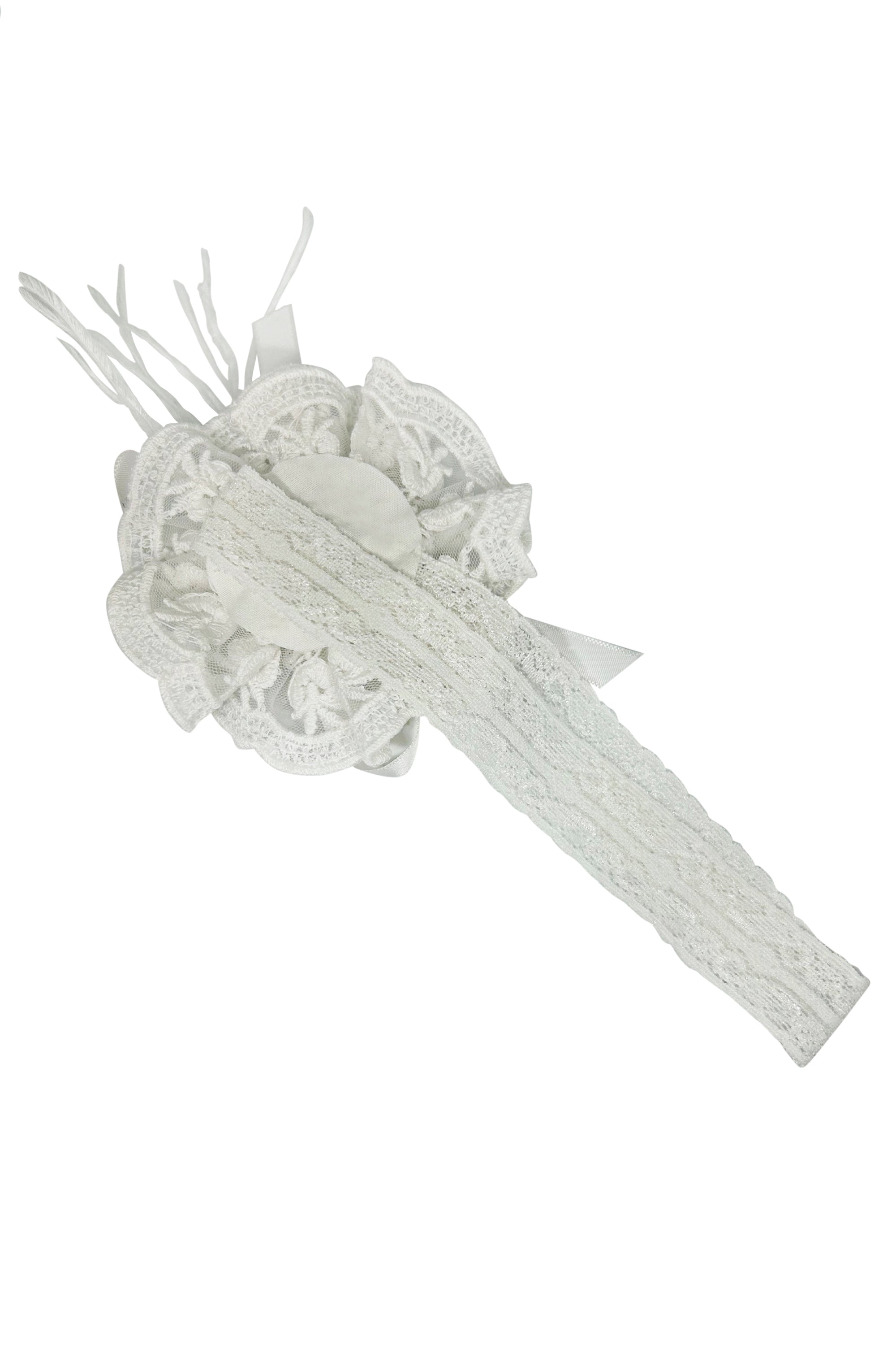 Lacy Flower Pearl Stretchy Hairband