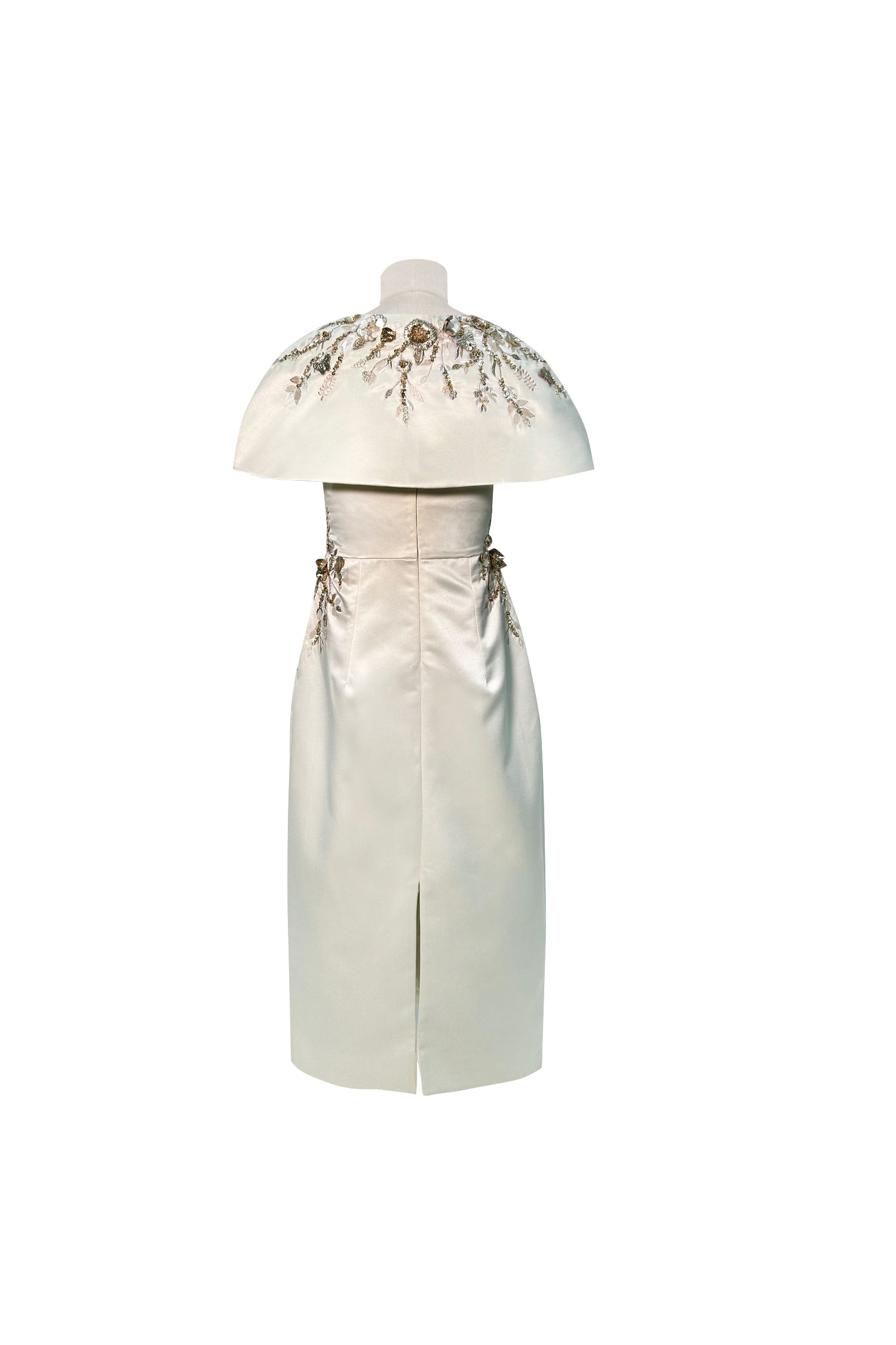 The Celestia Gold Long Dress with Cape (Set of 2)