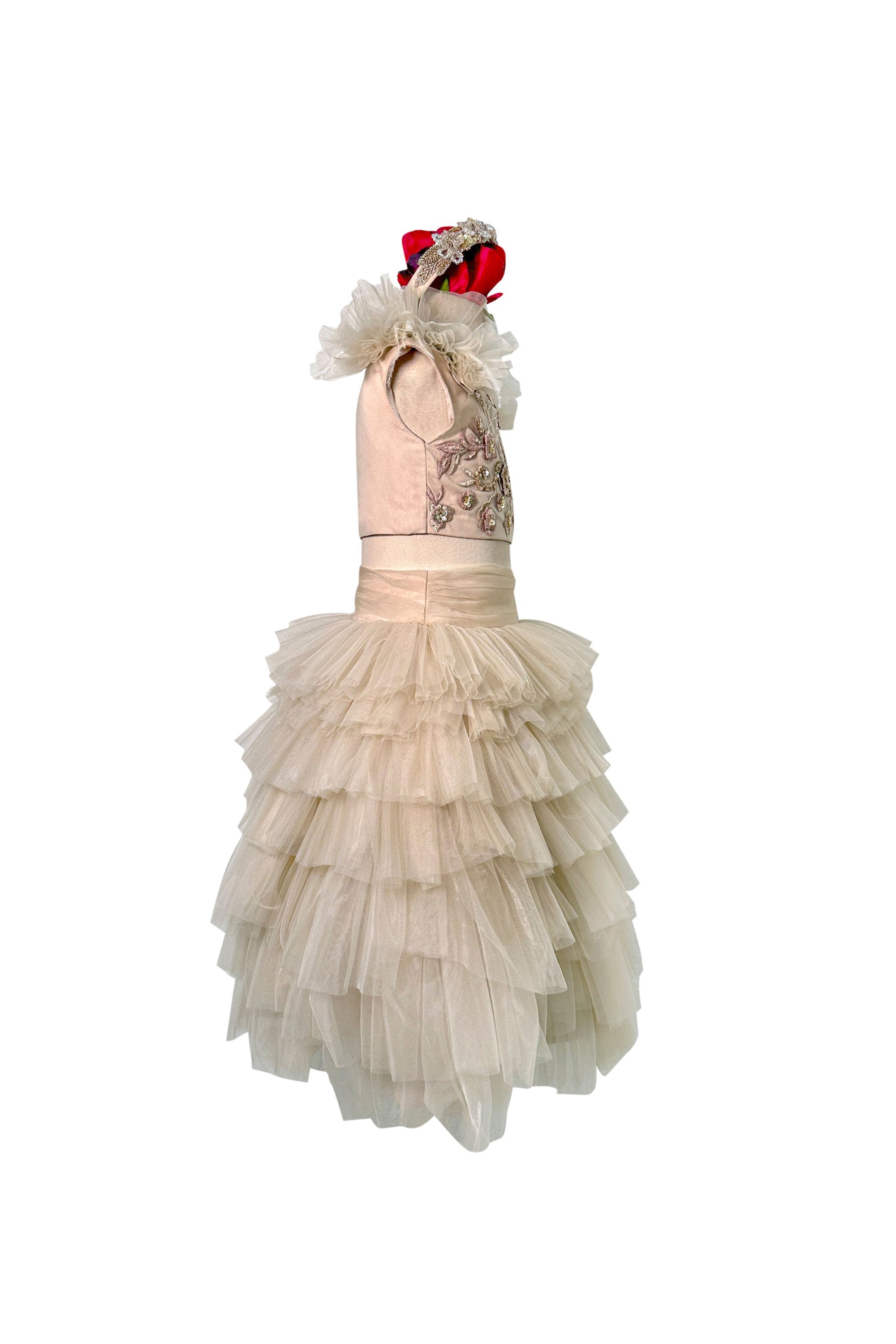 Tulle Lehenga with Embellished Blouse