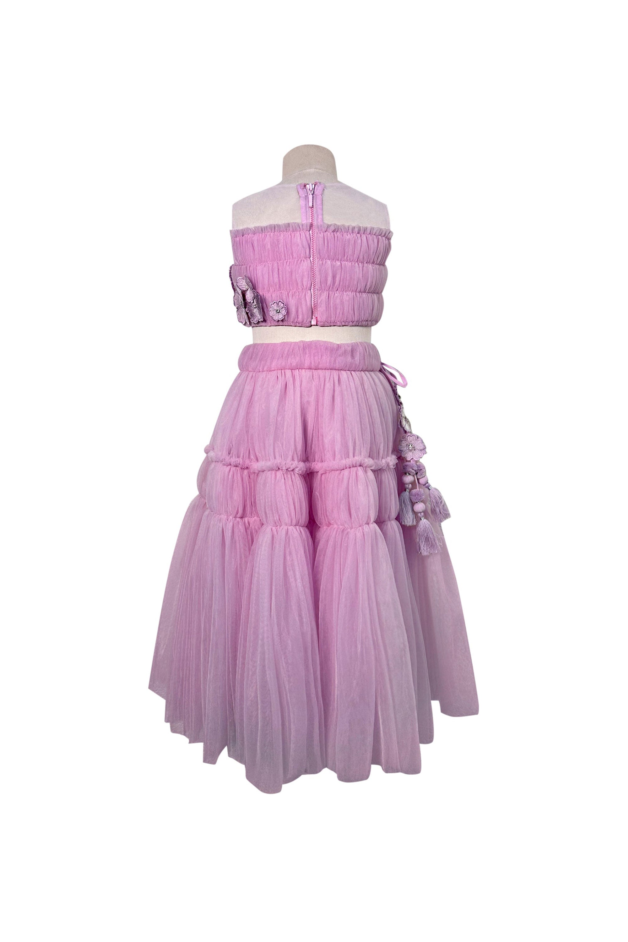Tulle Lehenga with Floral Applique Blouse