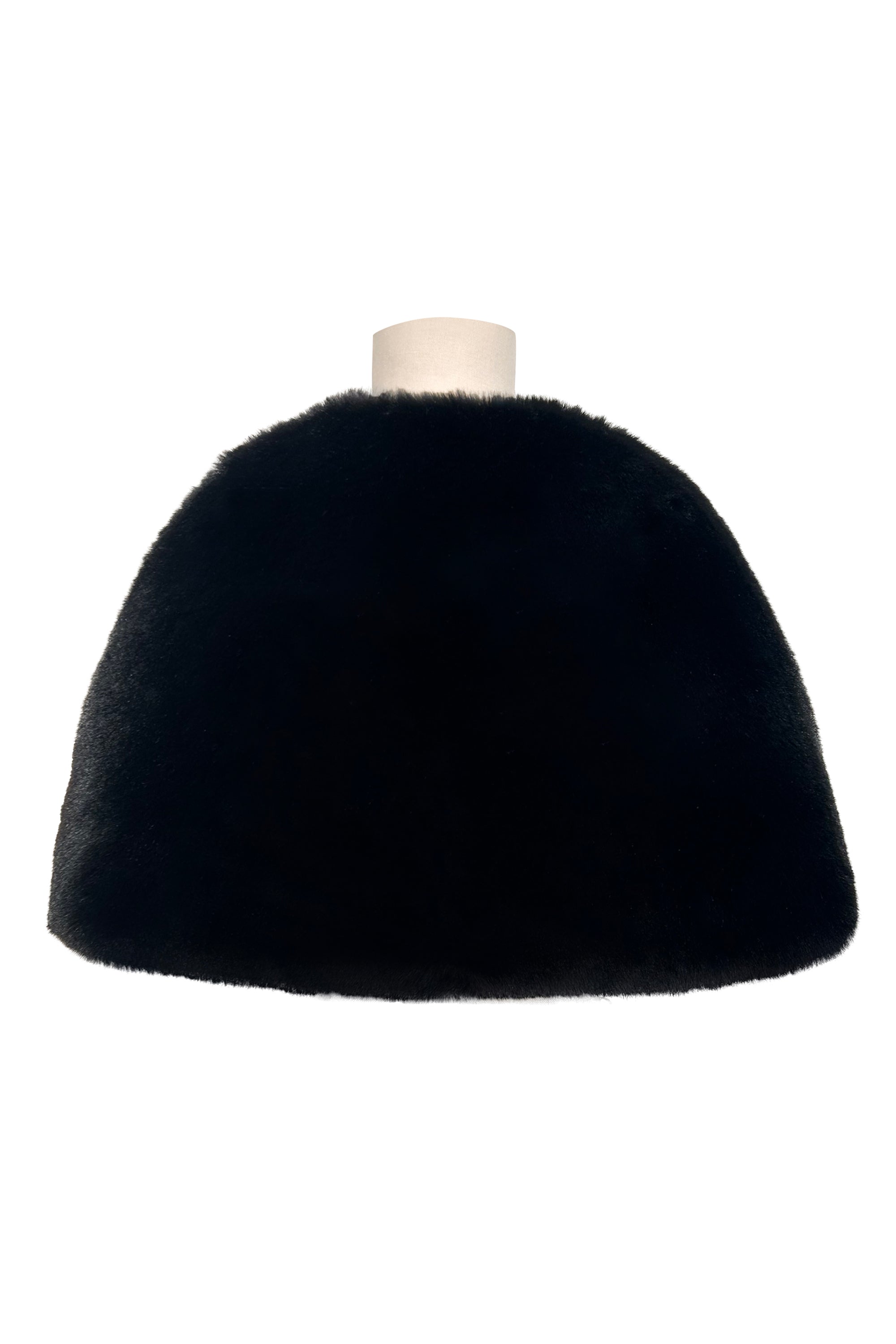 Black Fur Cape with Embellished Brooches