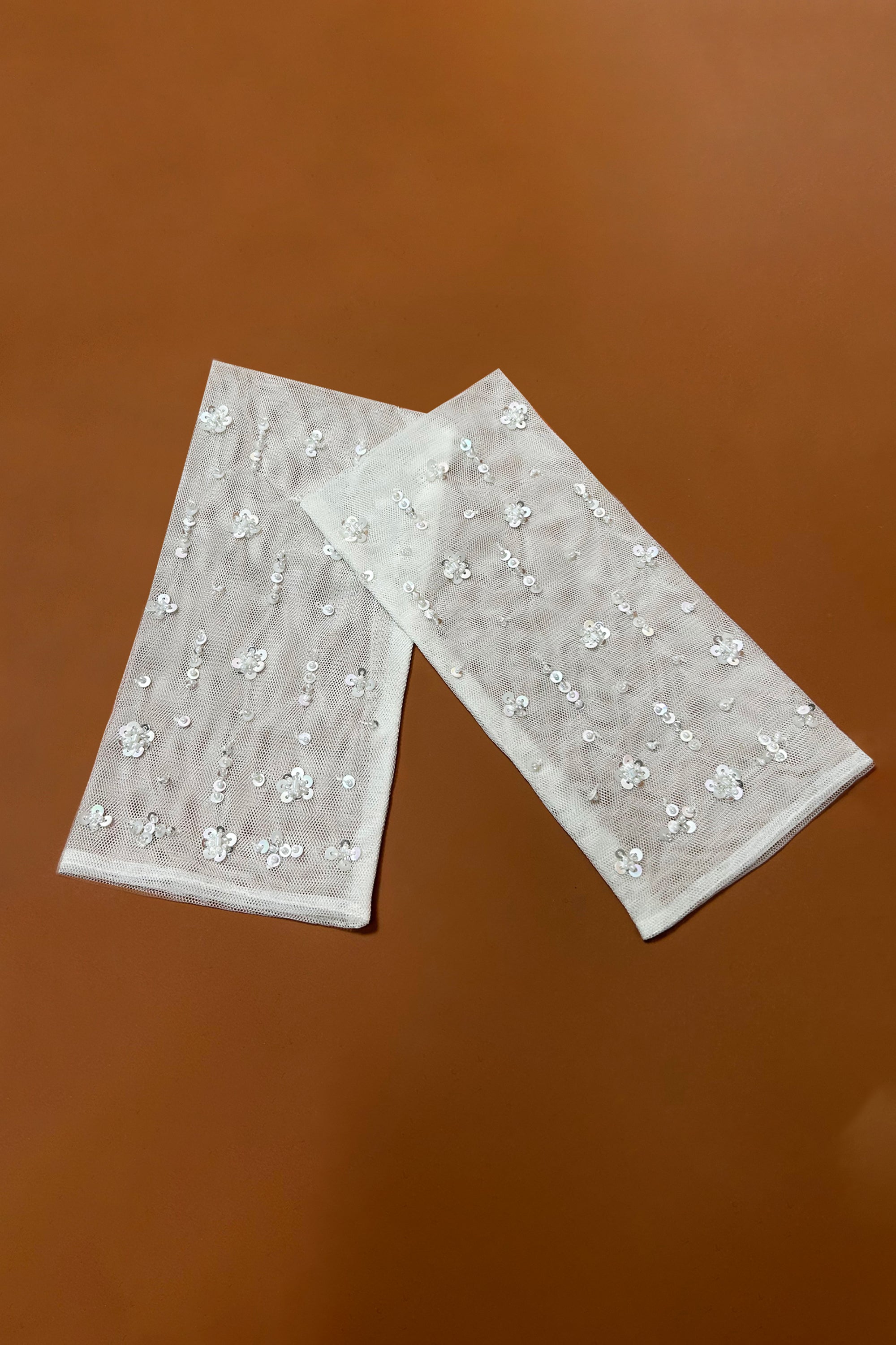 Off White Crystal Gloves