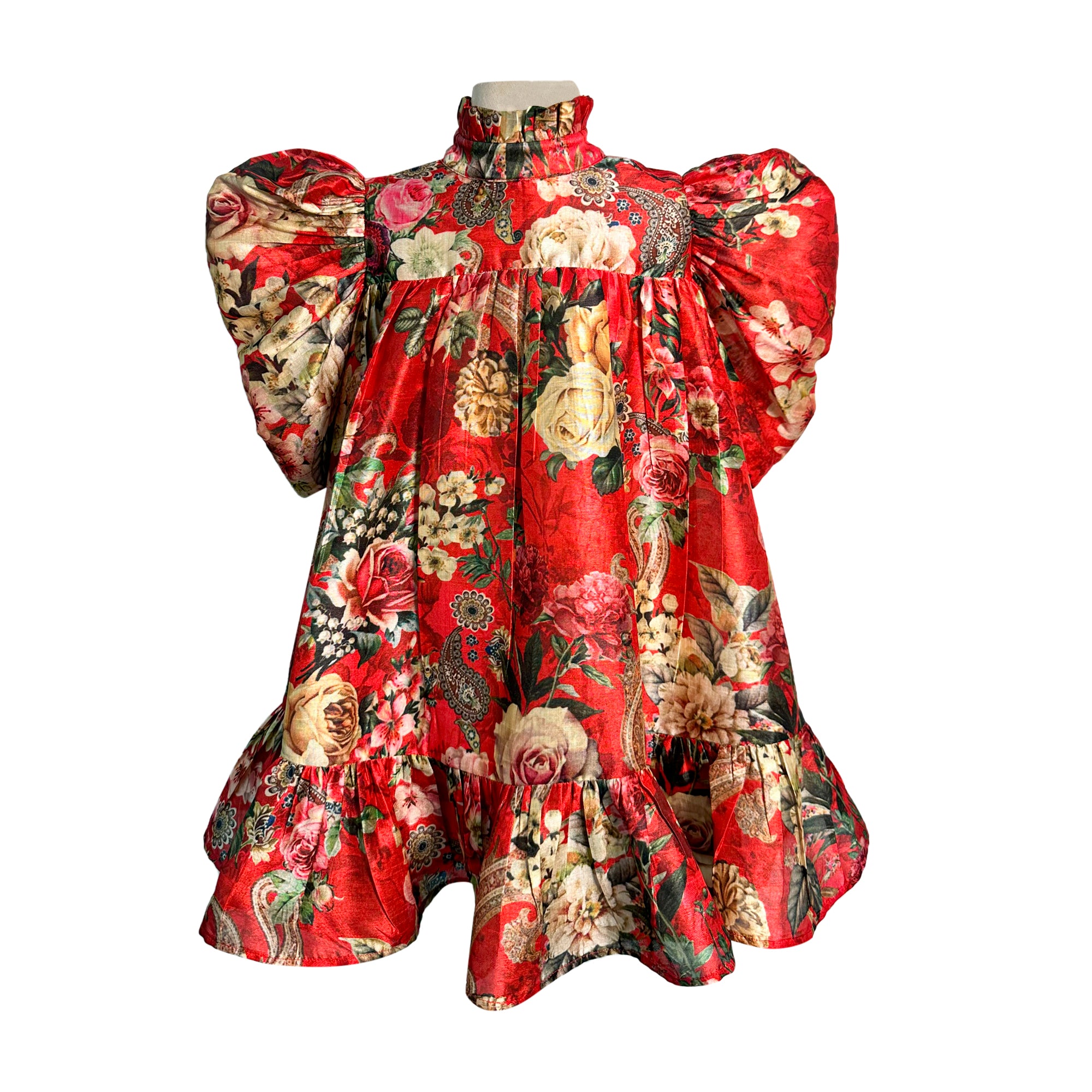 Red Print Floral Betty Dress