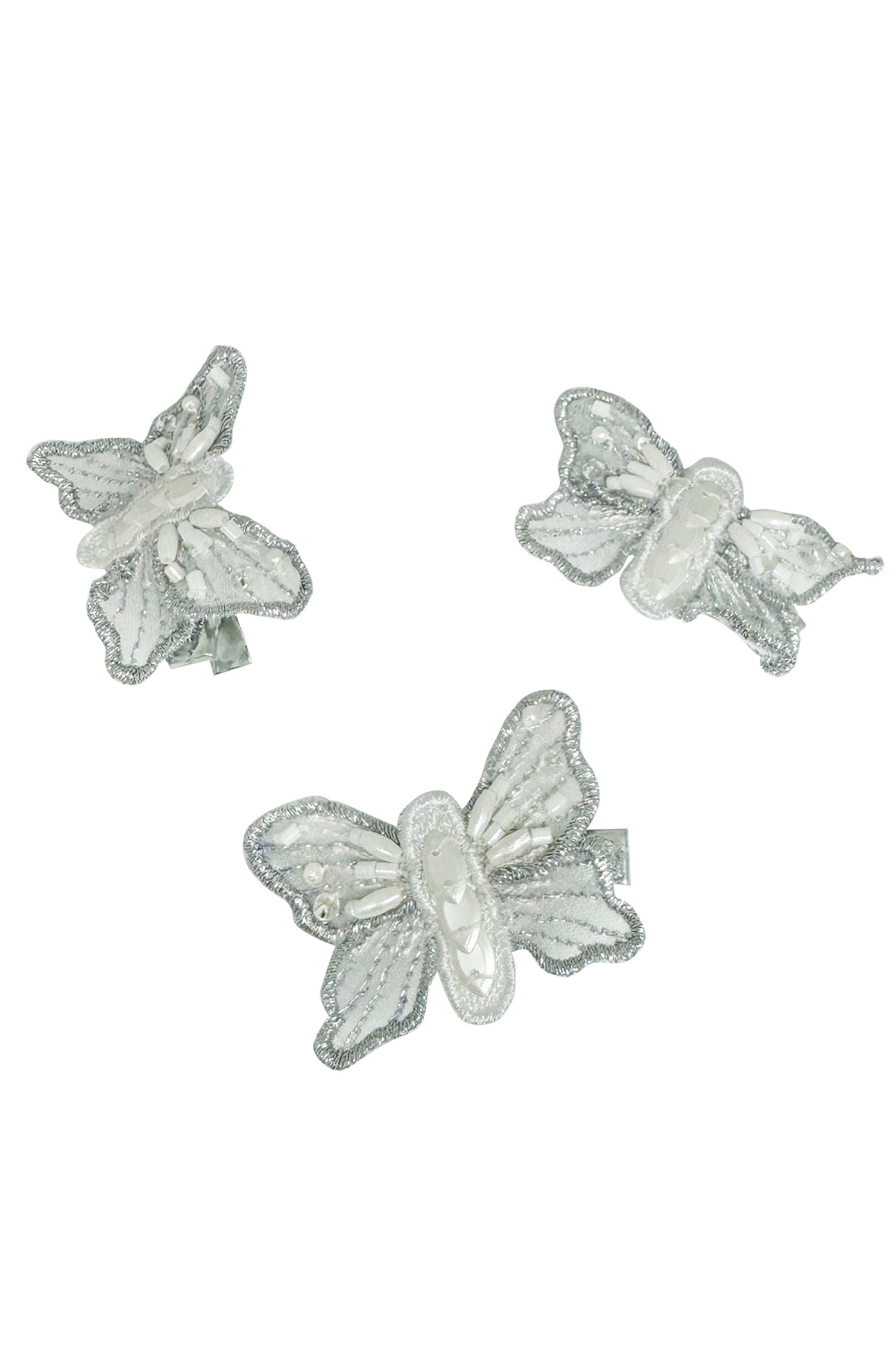 White Organza Butterfly Clip (Set of 3)
