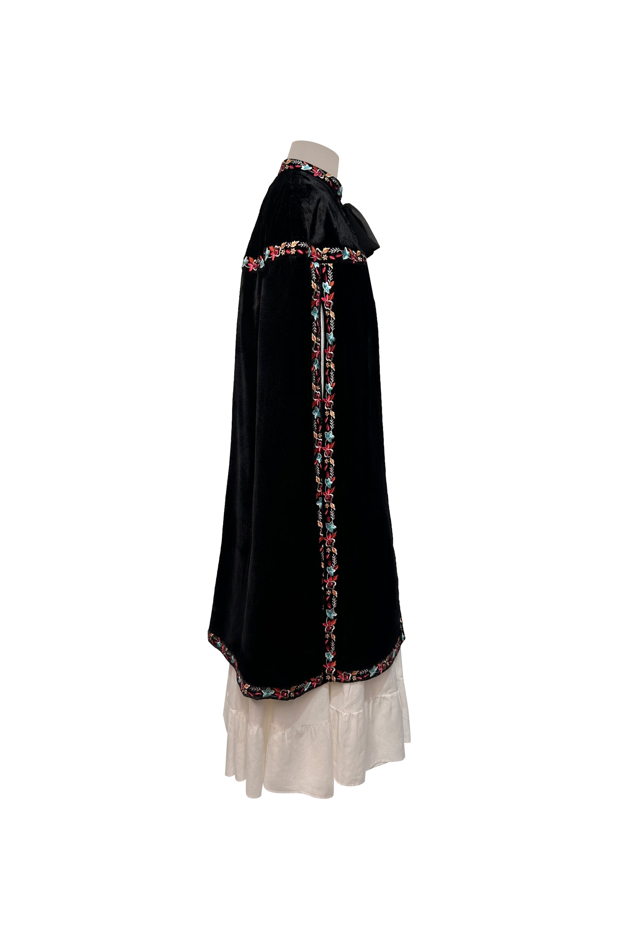 Black Floral Long Cape with Full Sleeves Jalabiya For Women