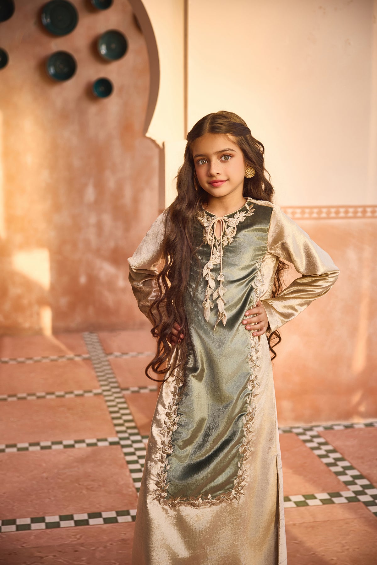 Isla Duo Velvet Jalabiya Dress