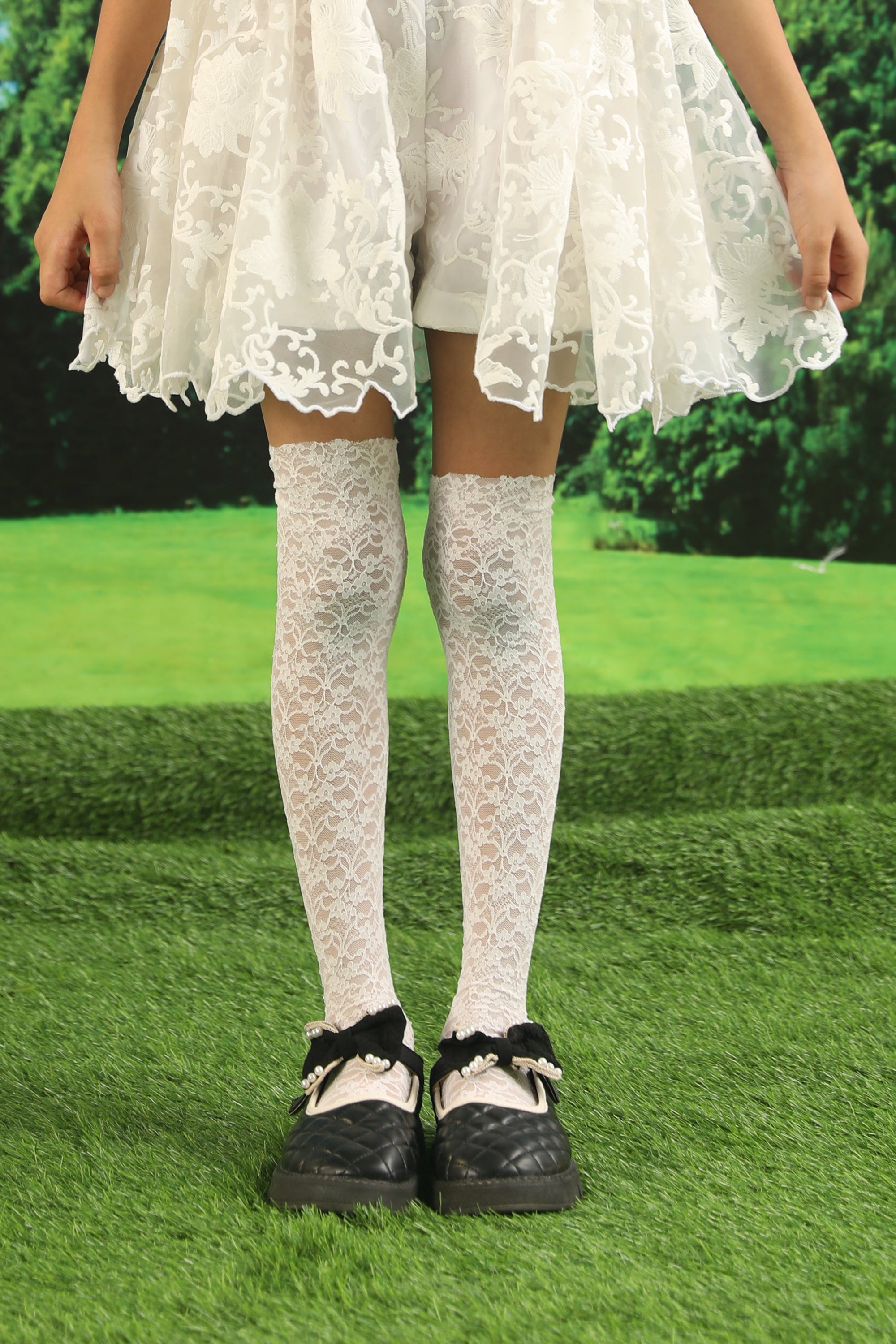 Thigh High Lace Socks - Main Image