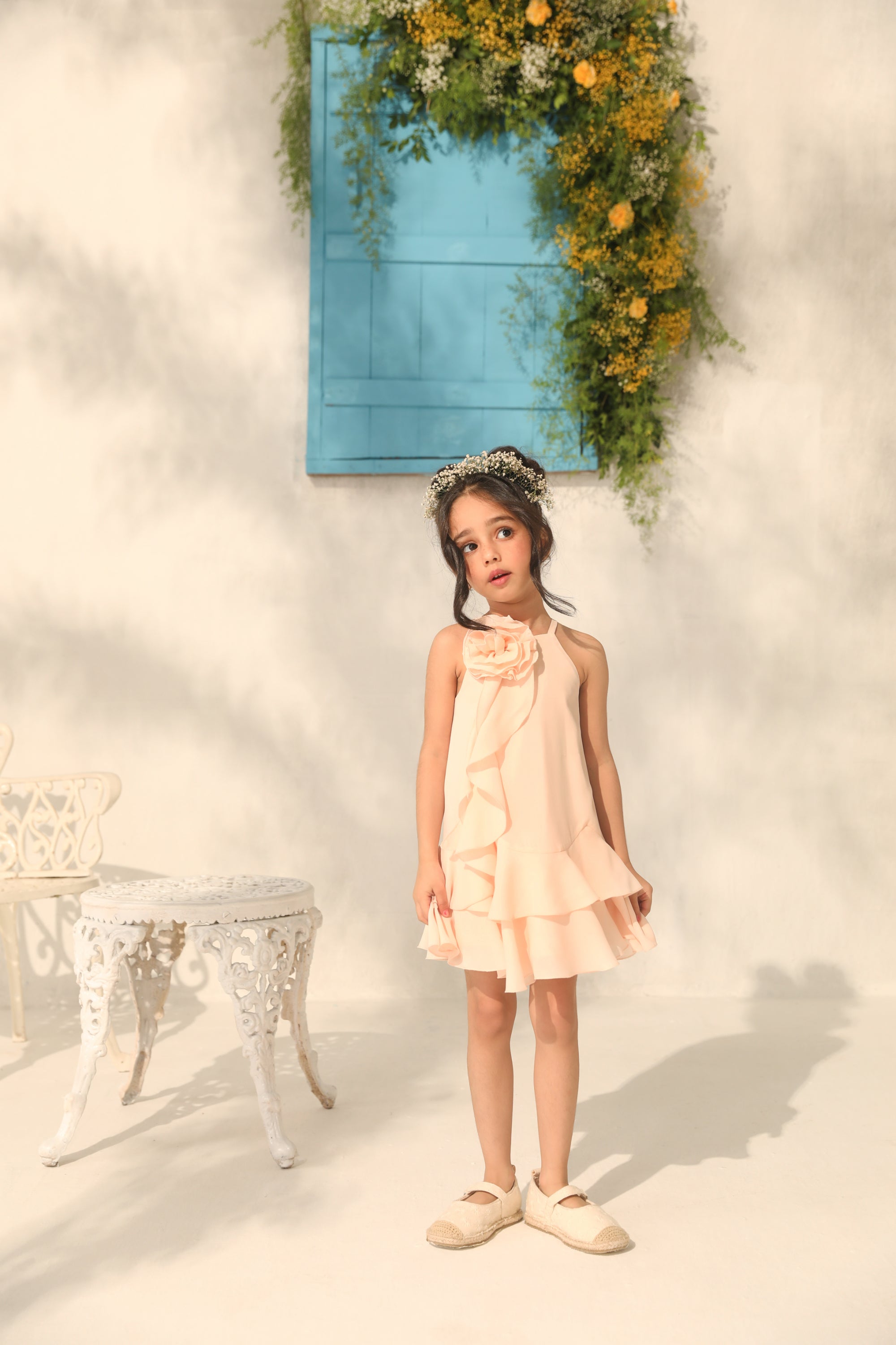 Emilia Embroidered Light Ecru Occasion Dress Set