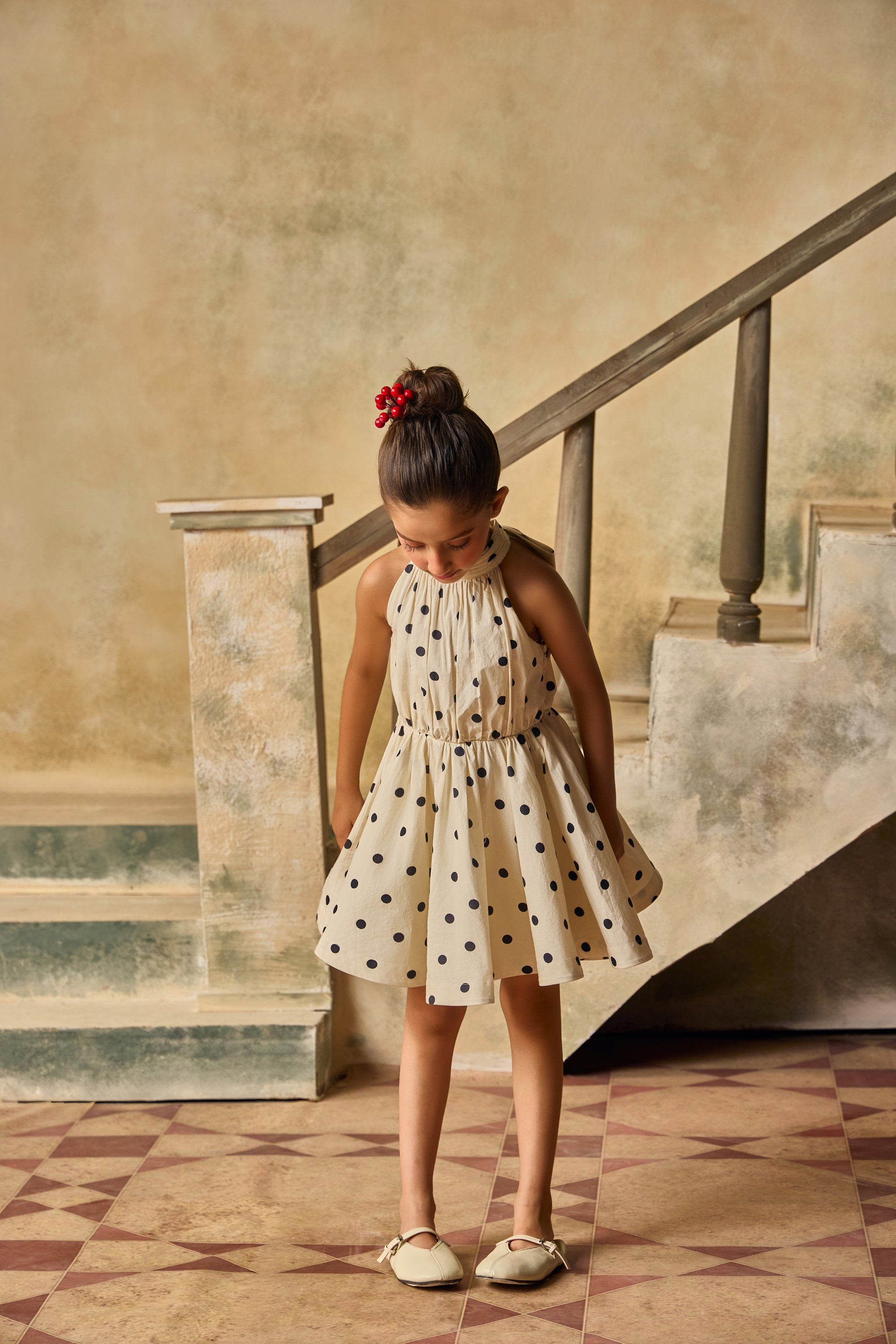 Polka Pearl Halter Dress