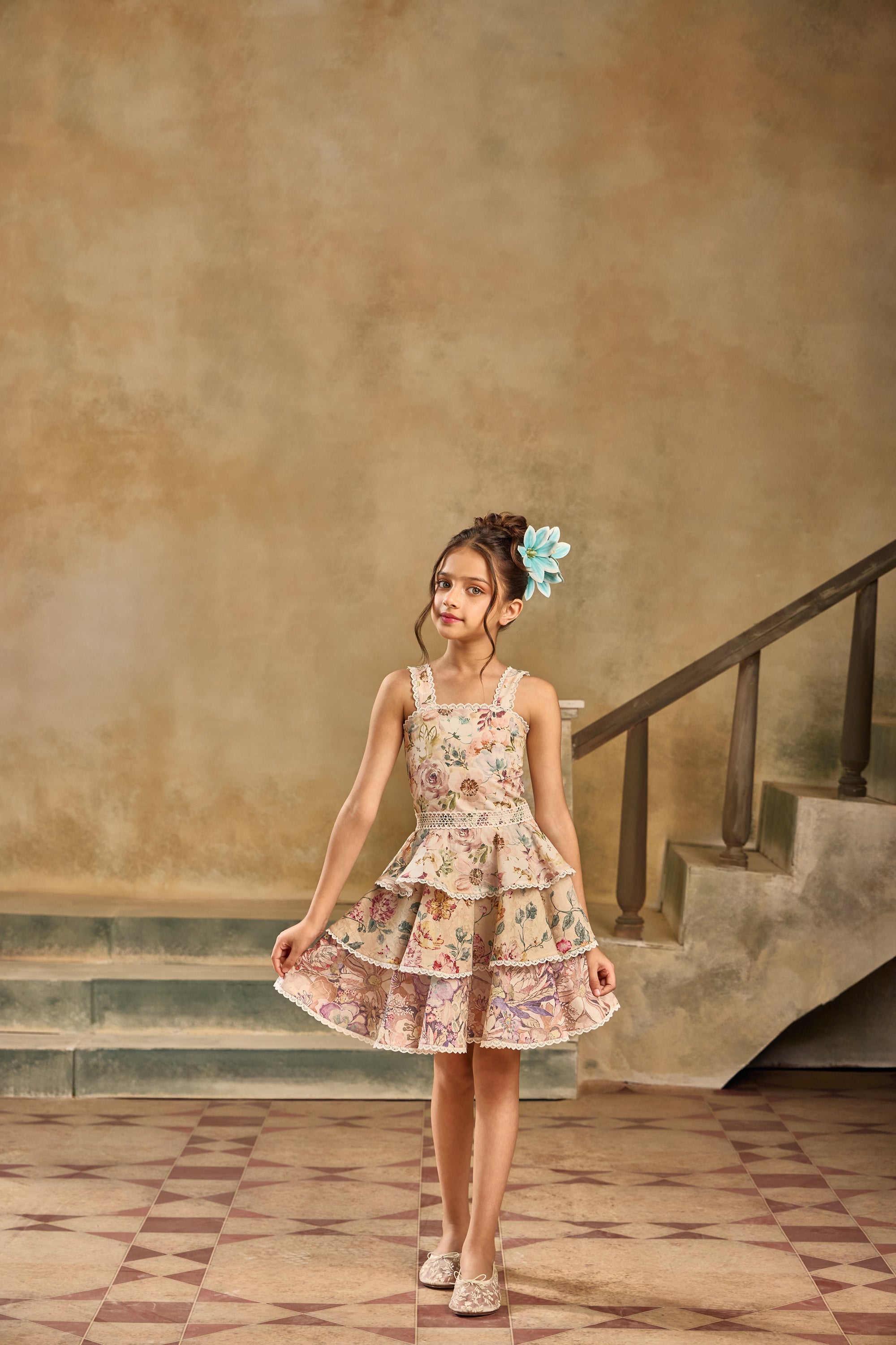 Solene Cascade Lace Dress