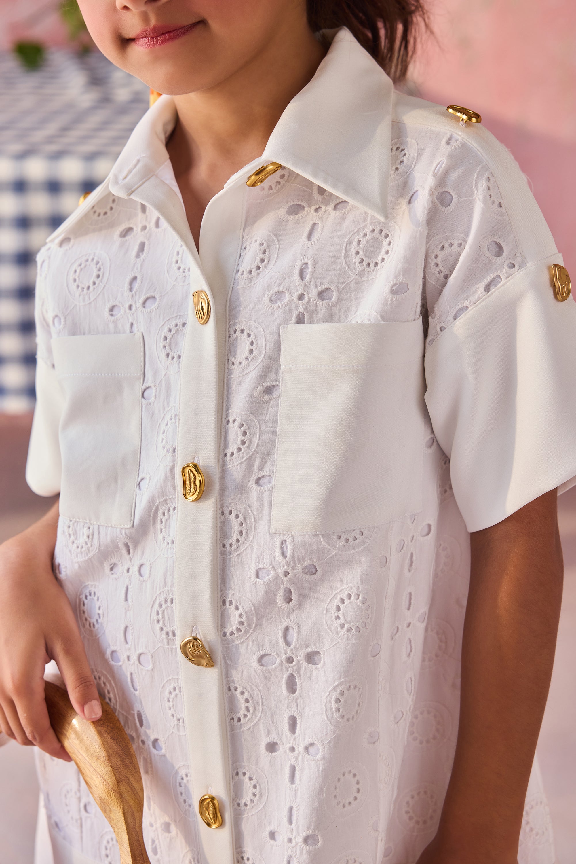 Savannah Eyelet Shirt Dress