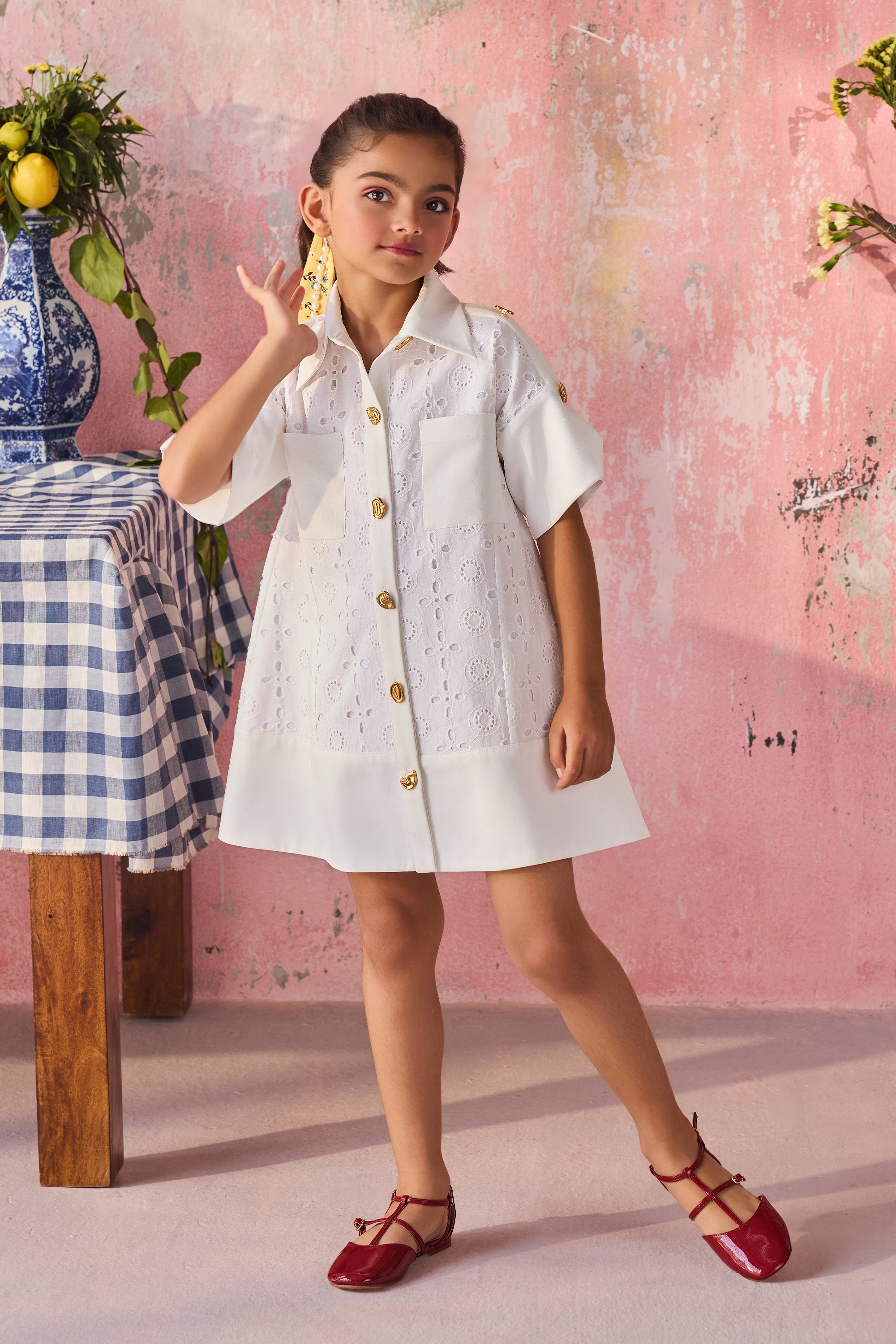 Savannah Eyelet Shirt Dress