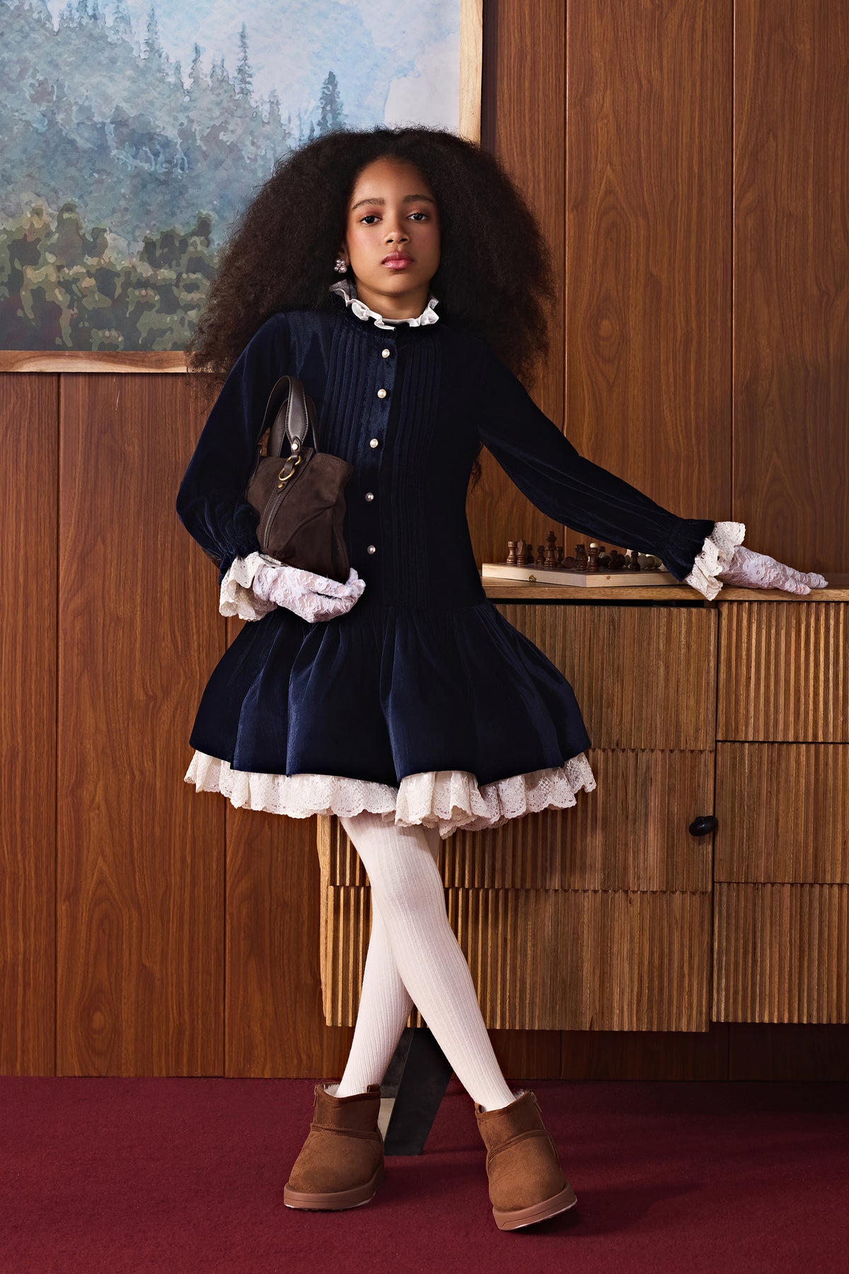 navy blue dress with tights The Lacy Velvet Taylor (Navy Blue) Size and Option:6x6 Single/Each Black Greg Norman dress Unique Trendy Designs purple long sleeve mini dress