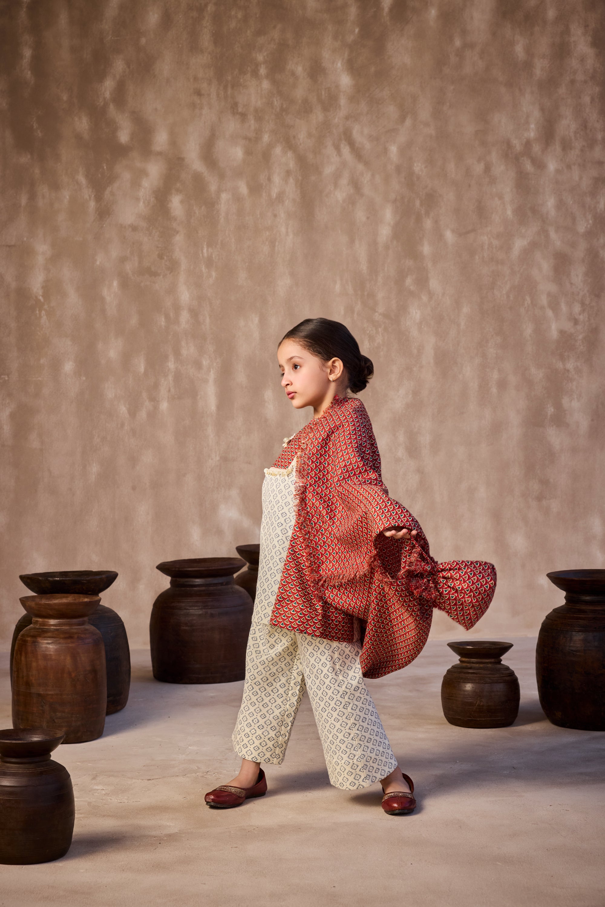 The Aisha Printed Set with Red Printed Cape (Sale)