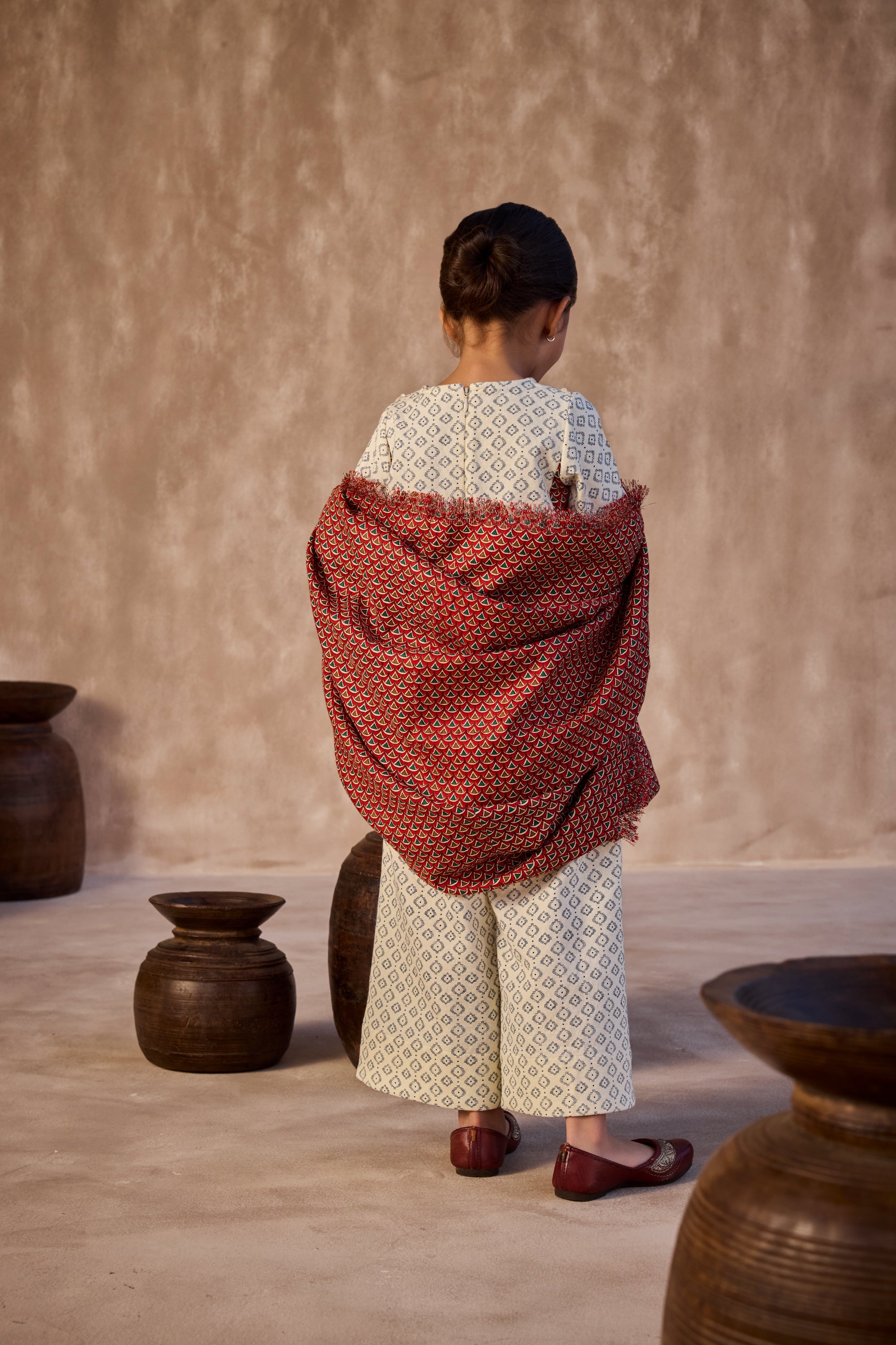 The Aisha Printed Set with Red Printed Cape (Sale)
