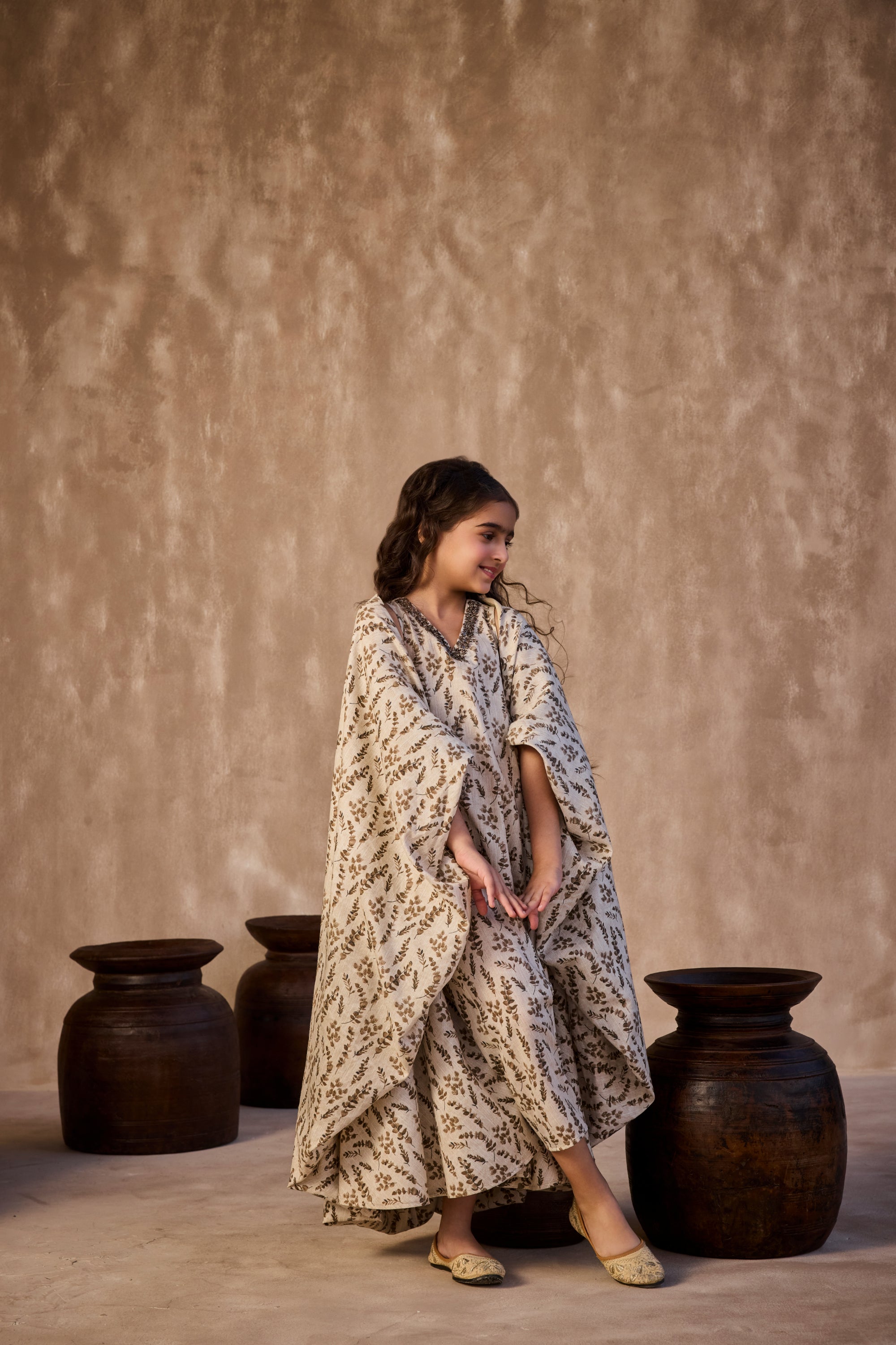 The Ruhana Printed Dress with Long Cape