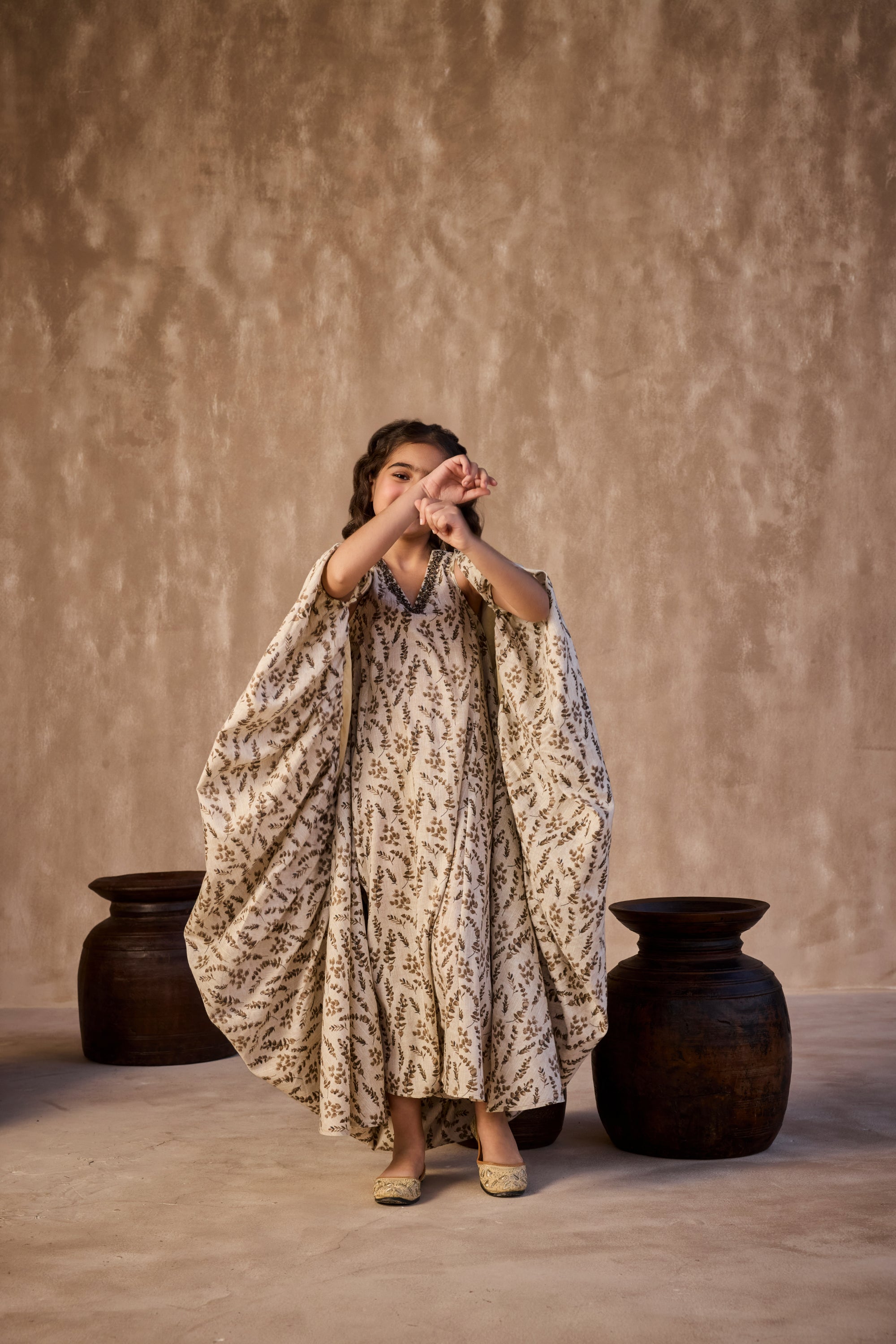 The Ruhana Printed Dress with Long Cape