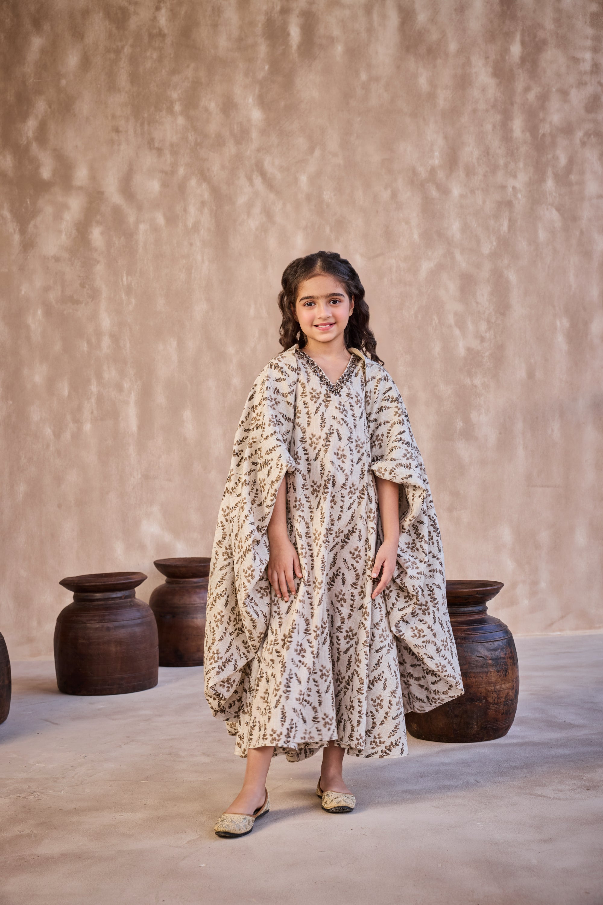 The Ruhana Printed Dress with Long Cape
